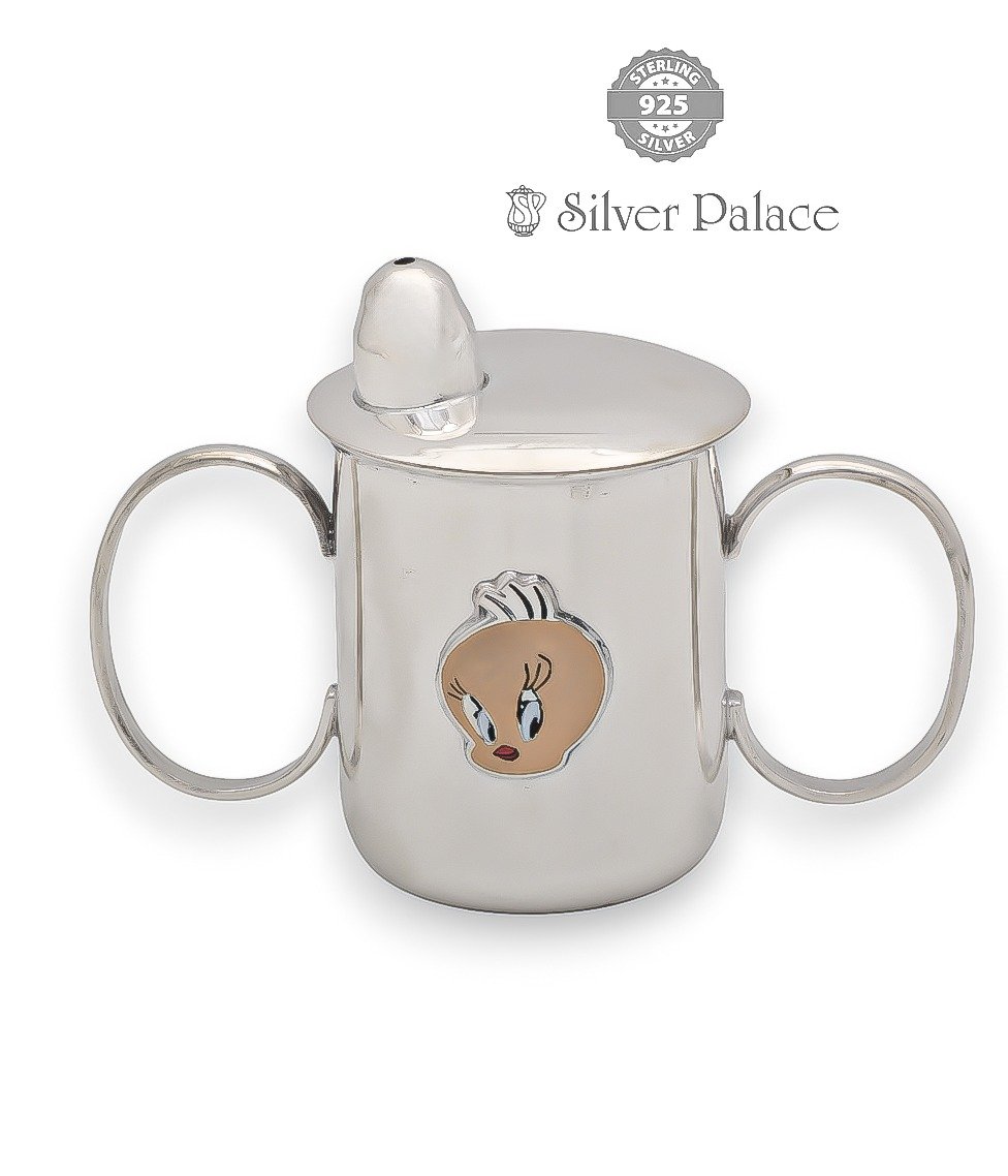 925 PURE SILVER DUCK FACE SIPPER GALSS ATTCH WITH STAW FOR KIDS 