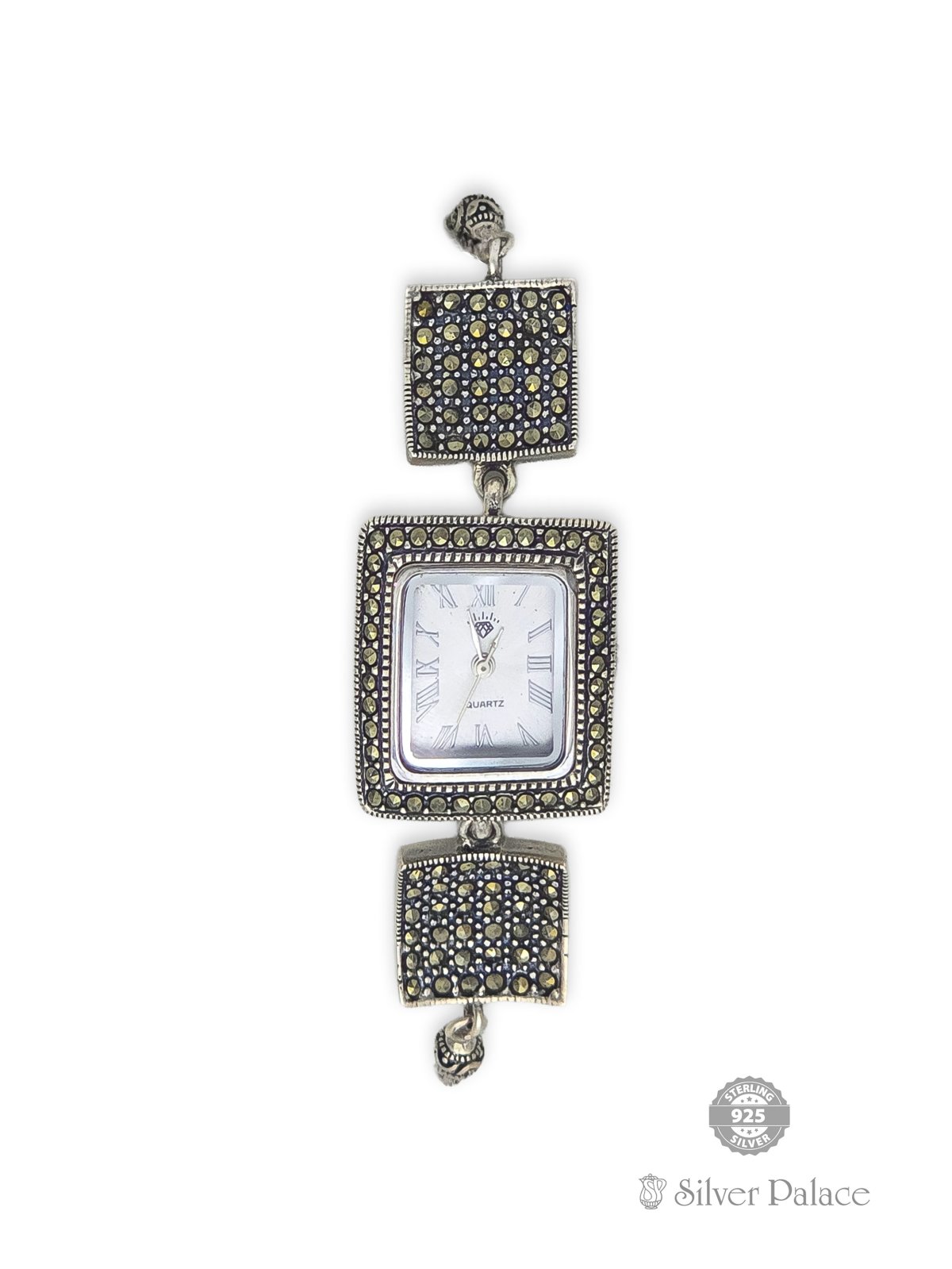 925 STERLING SILVER MARCASITE WITH ROMAN DIAL WATCH FOR GIRLS 