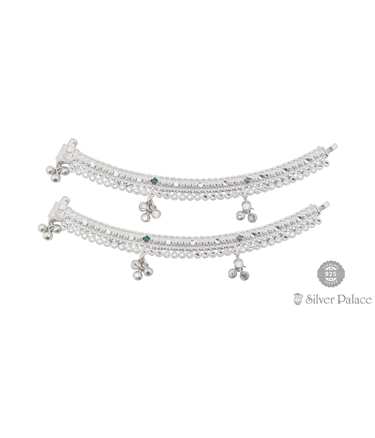 PURE SILVER HANDMADE ANKLETS WITH THREE JINGLE BELLS FOR GIRLS & WOMEN