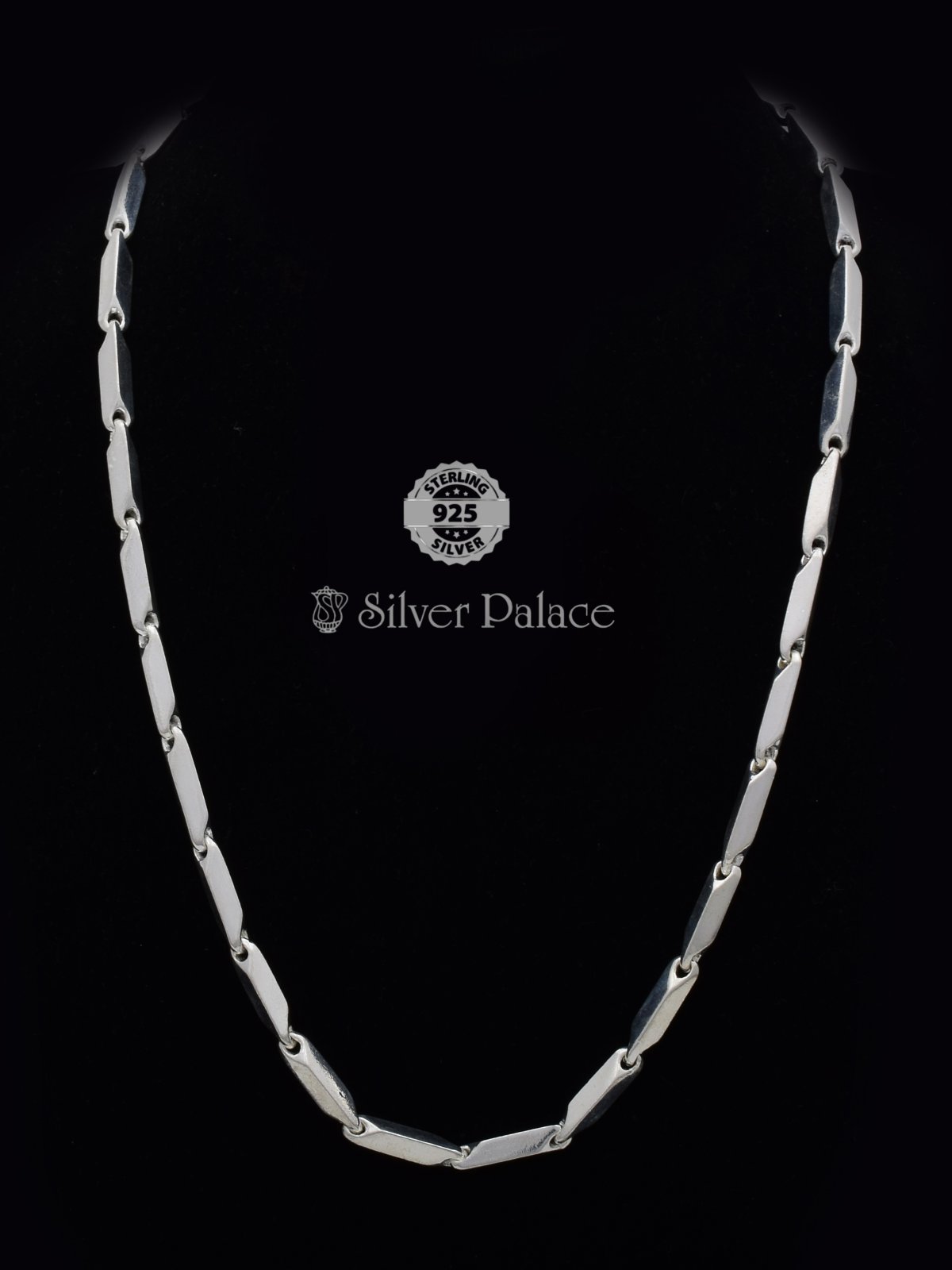 925 Sterling Silver Bar Link Chain Necklace Mauve Collection