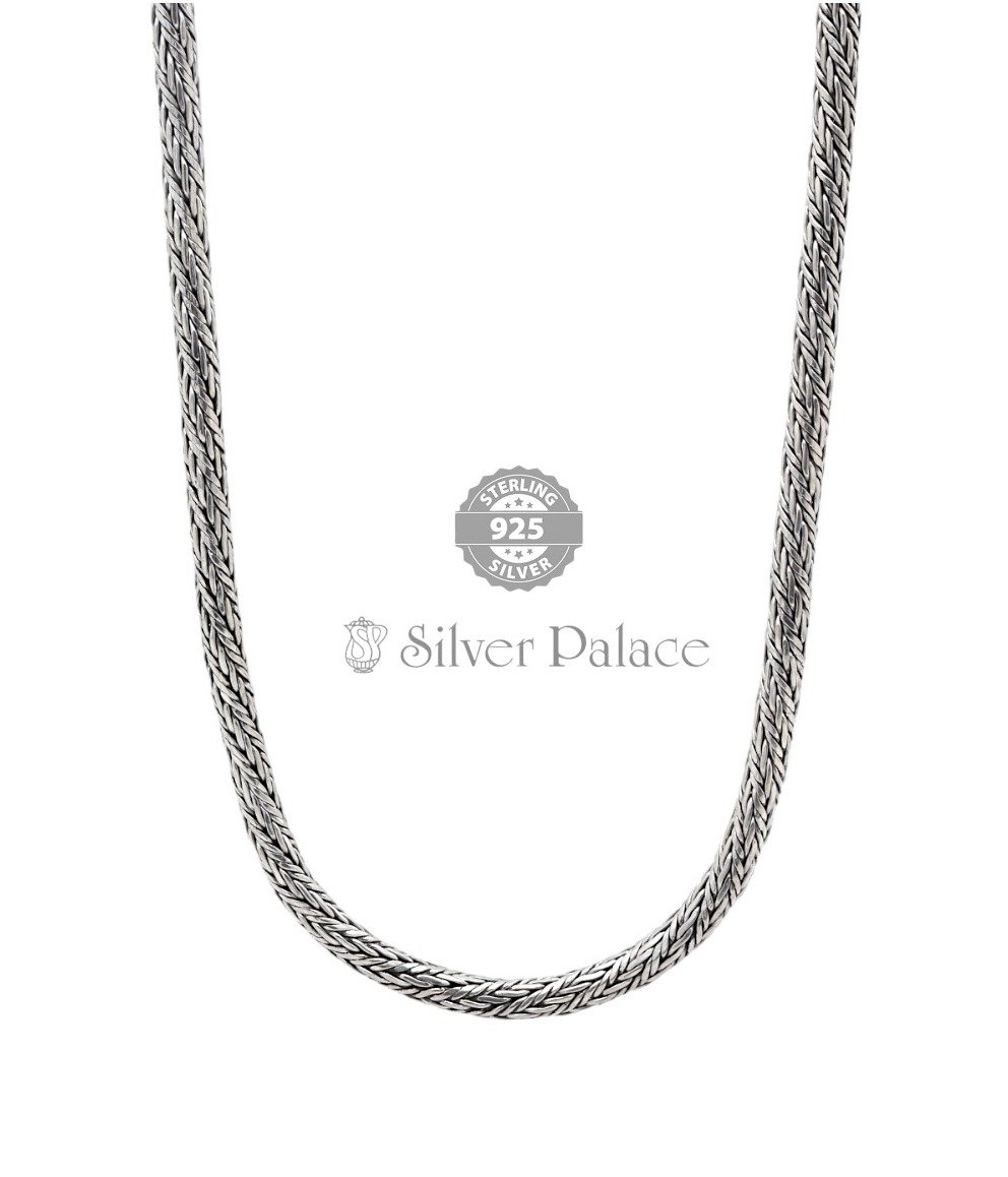 925 Silver With Oxidised Snake Chain For Boy's