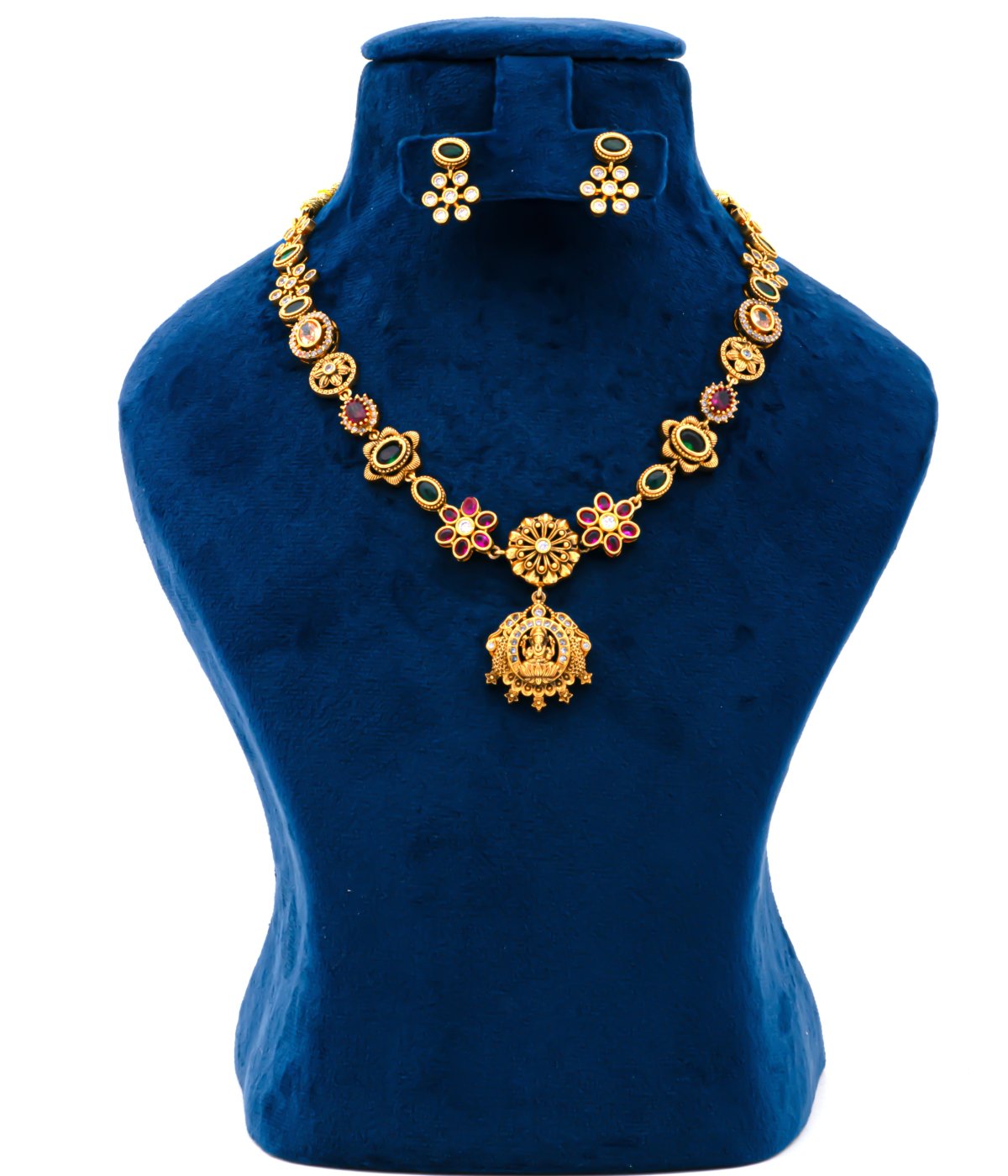 Gold Plated vinayagar Necklace and earrings set For Girls And Women