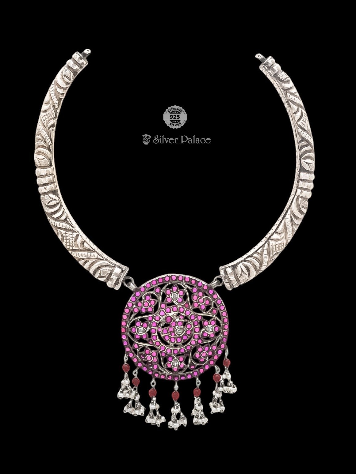 Spinal Naksi Trunk Pearl Silver Necklace For Women - Silver Palace