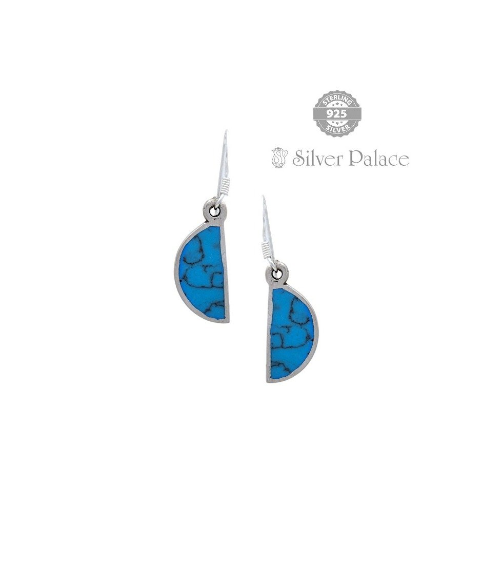 925 Silver Trishe Collections Fashion Blue Mop Studded With Fish Hook  Earrings For Women For Party - Silver Palace