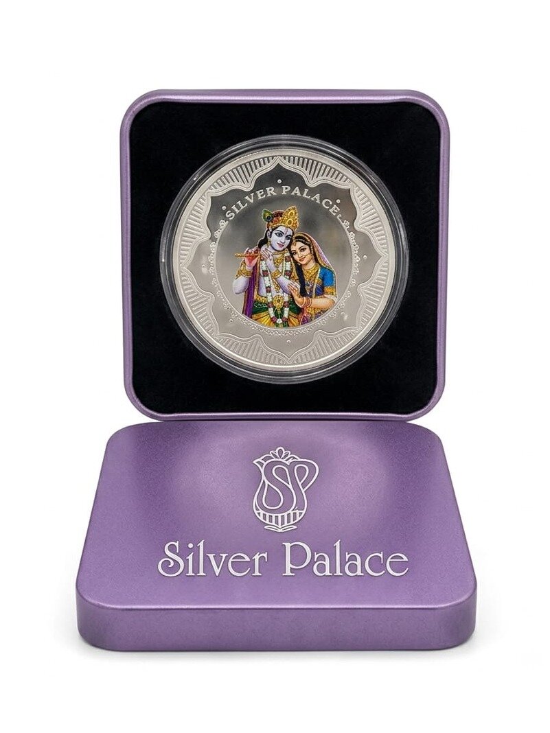 999 SILVER COIN WITH RADHA KRISHNA FOR RETURN GIFTS