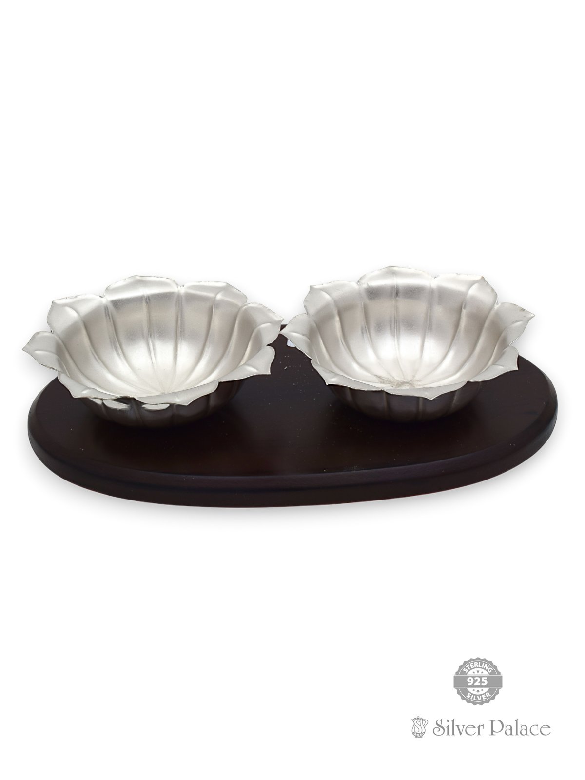 925 SILVER 2IN1 BOWL SET WITH WOOD BASE SUR COLLECTION 