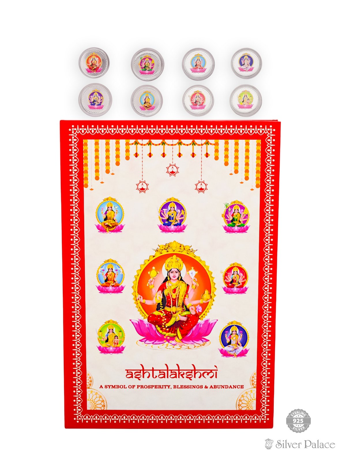 999 pure silver Enameld astalakshmi coin box 