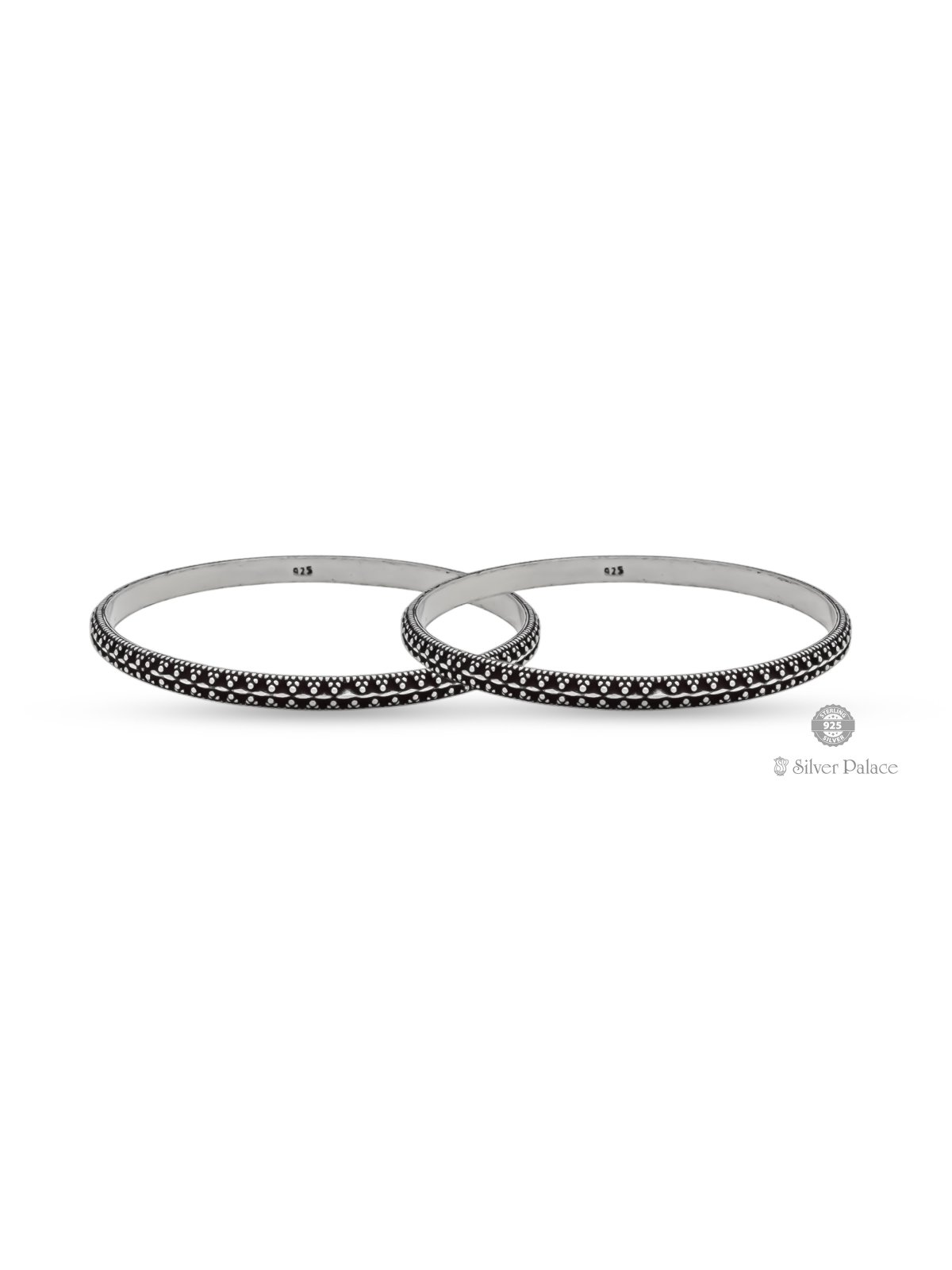 925 OXIDISED SILVER DOTTED PATTERN BANGLES FOR WOMEN BHAVA COLLECTION 