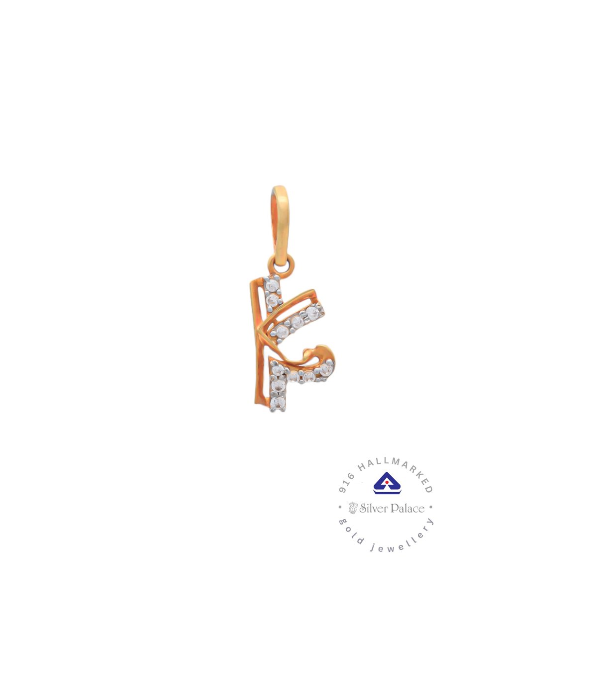 Kanche Collections Gold 916 purity  K Letter Pendant With CZ Stone Studded for Daily wear