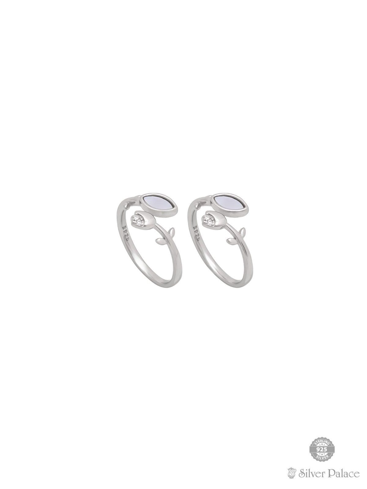 92.5 STERLING SILVER FLORAL DESIGN CZ TOE RING FOR GIRLS PUYA COLLECTION 