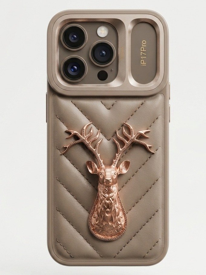 925 STERLING SILVER DEER ENGRAVED PHONE CASE FOR IPHONE 17 PRO 