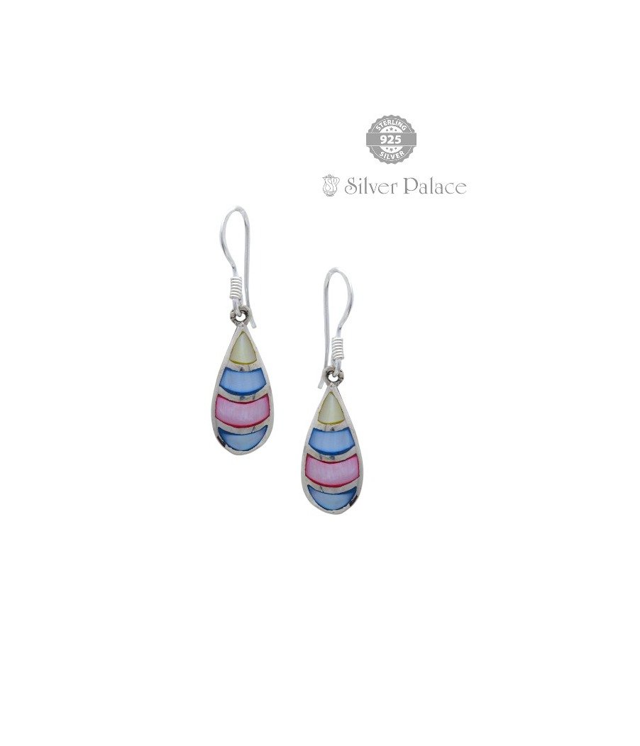 925  Silver Trishe Collections Multi Color Mother of Pearl Teardrop Earrings for girls and women
