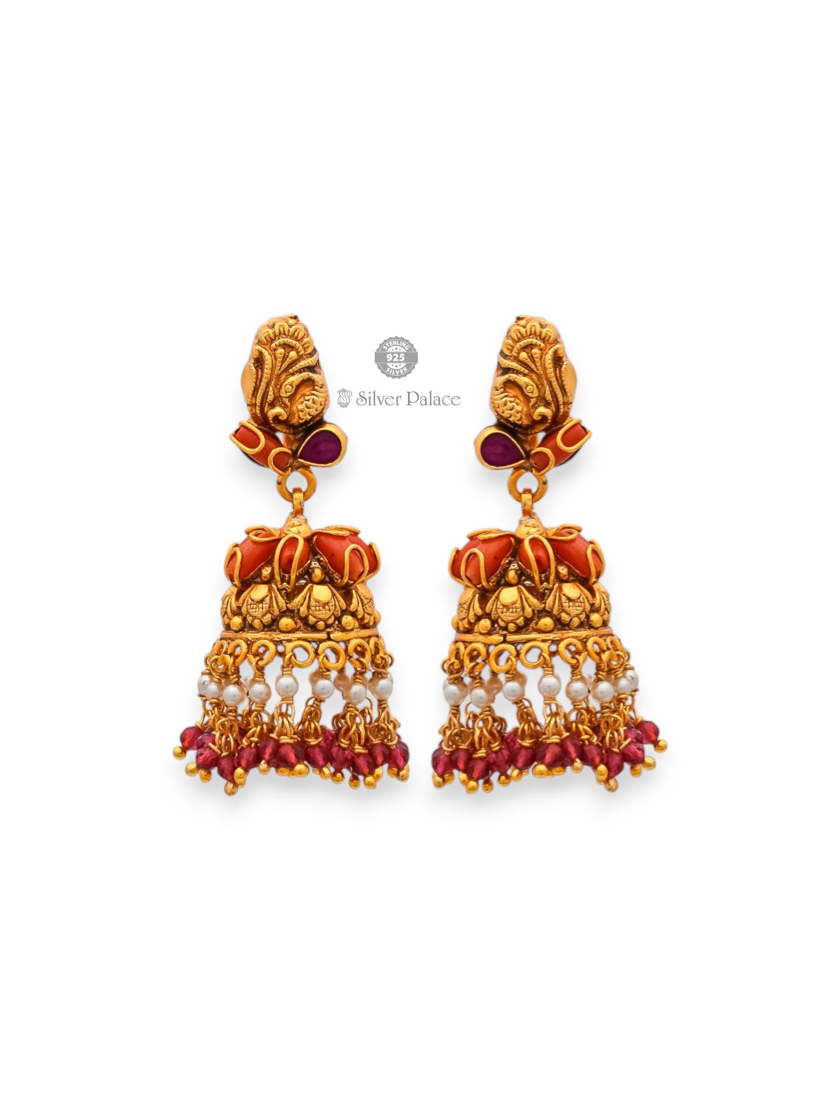 925 SILVER GOLD POLISH BEADS HANGING JHUMKA FOR GIRLS ANITE COLLECTION 