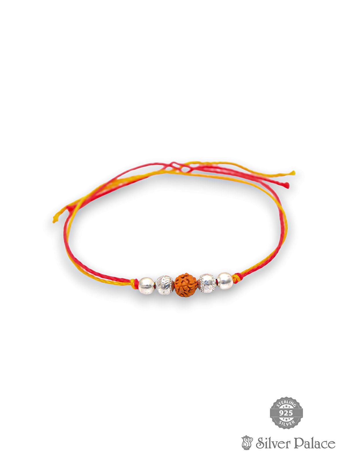 925 Sterling Silver Ruthratcham With Silver Beads Rakhi - Silver Palace