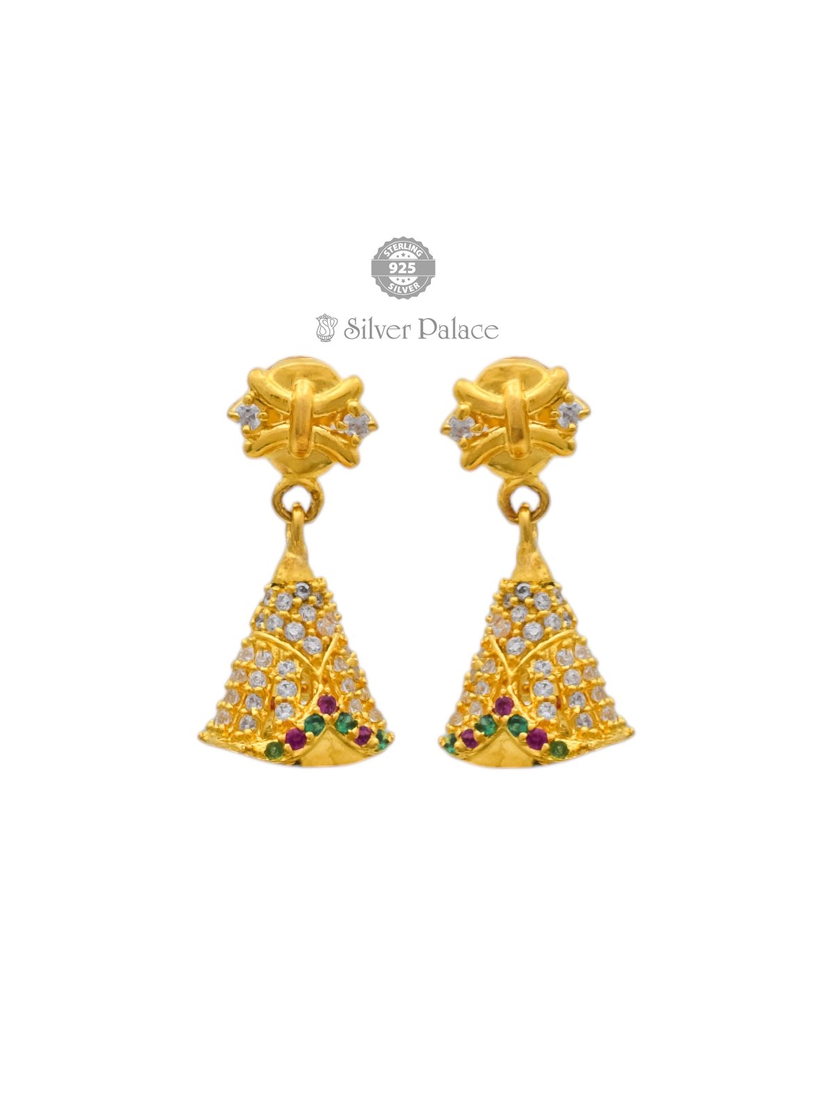 925 SILVER GOLD POLISH BELL SHAPE JHUMKA FOR WOMEN ANITE COLLECTION