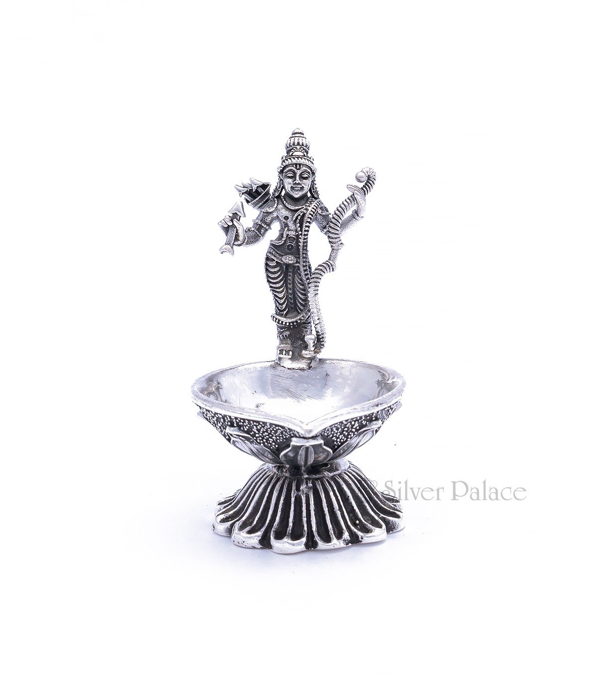 92.5 Sterling Silver Oxidised Dasavathaaram Rama Statue Lamp