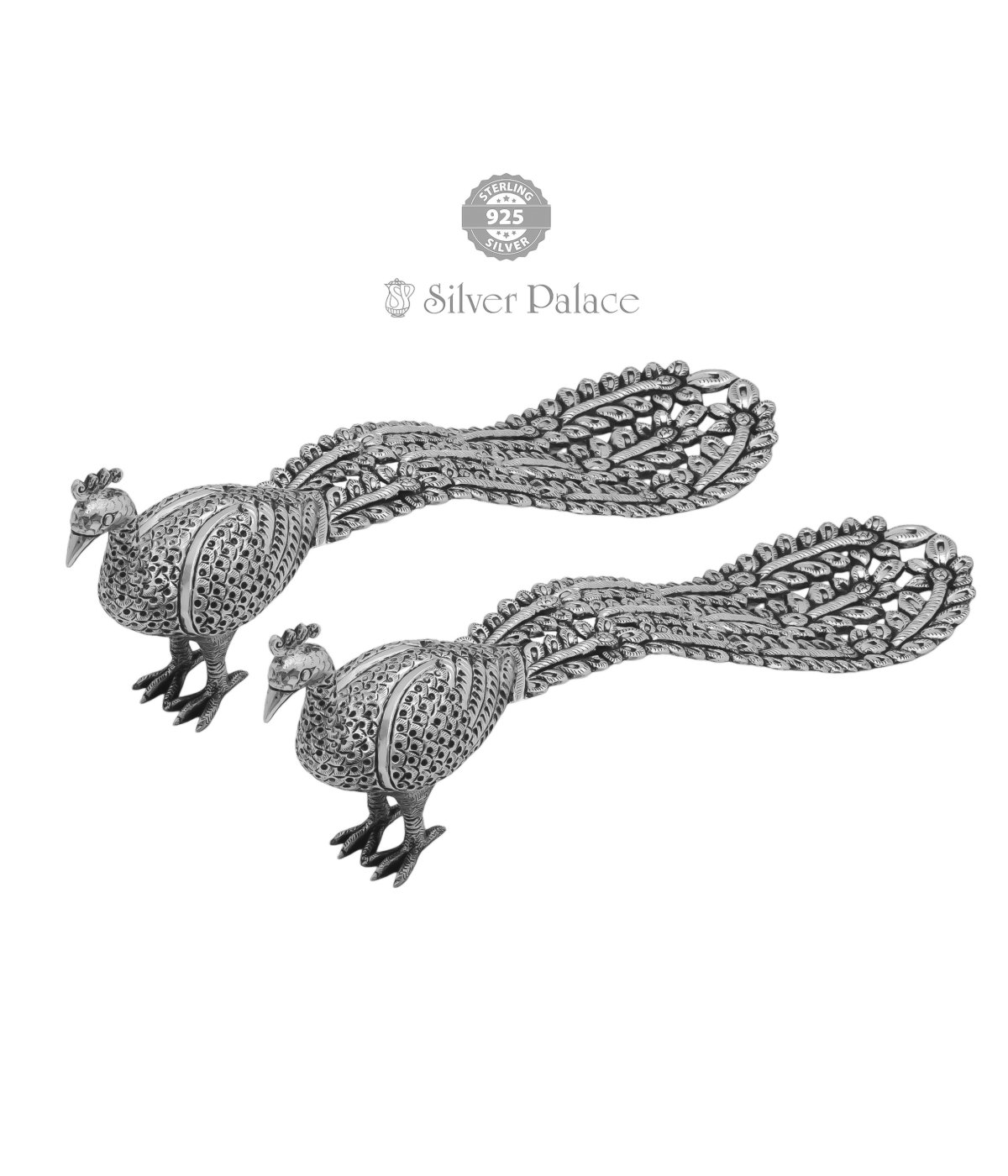 925 SILVER HANS COLLECTIONS HAND CRAFTED PEACOCK SHOWPIECE FOR HOME DECOR 