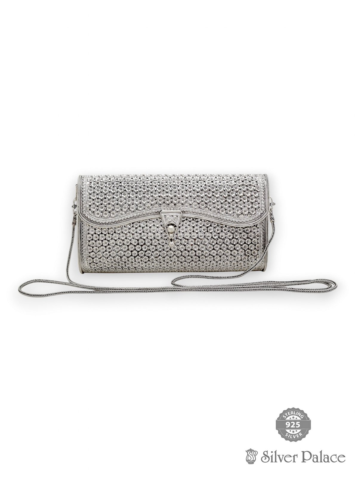 925 Pure Silver Floral Design Stylish Hand Bag for Girls 