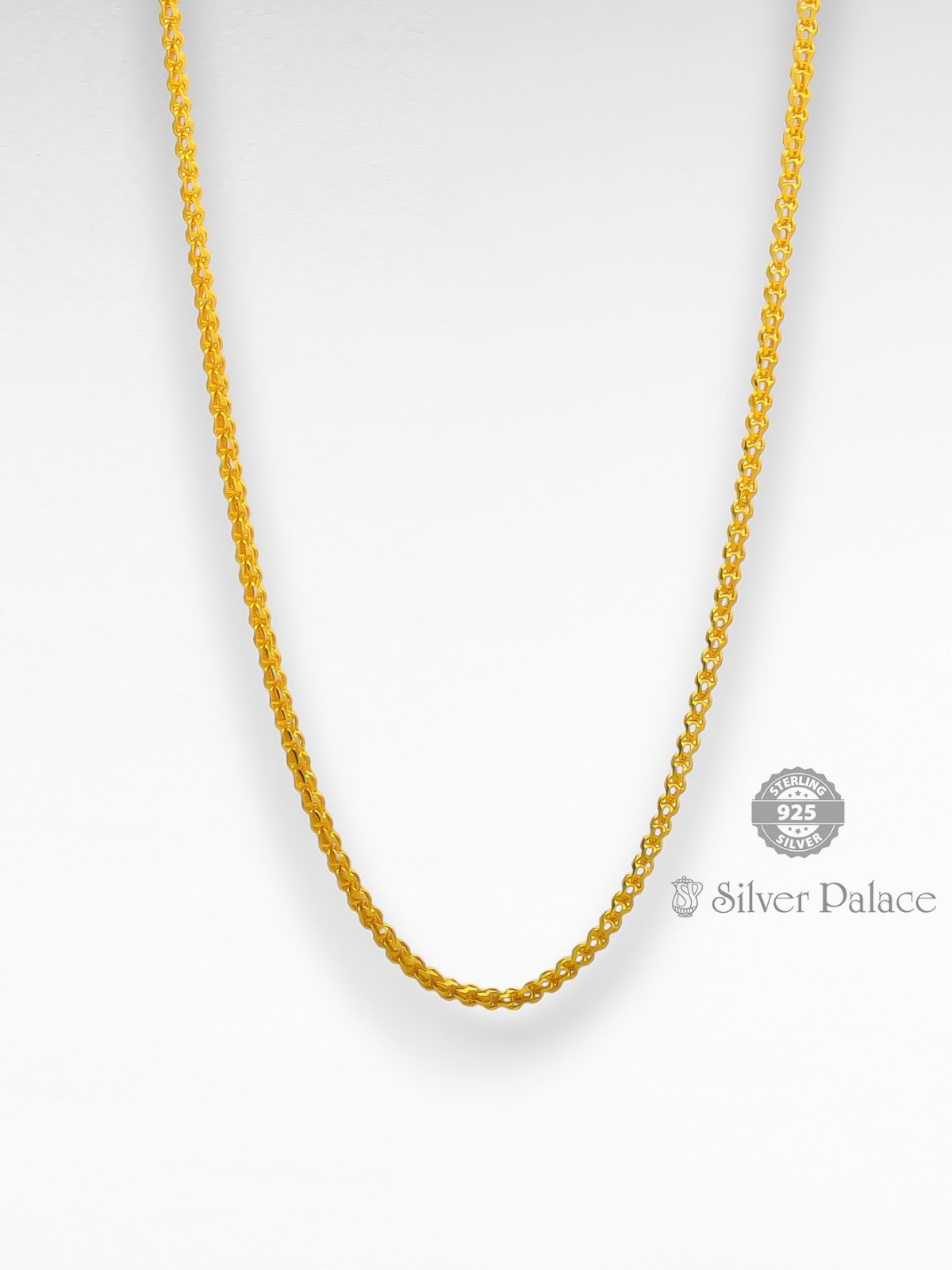 925 SILVER GOLD POLISHED WHEAT CHAIN FOR WOMEN ANITE COLLECTION 