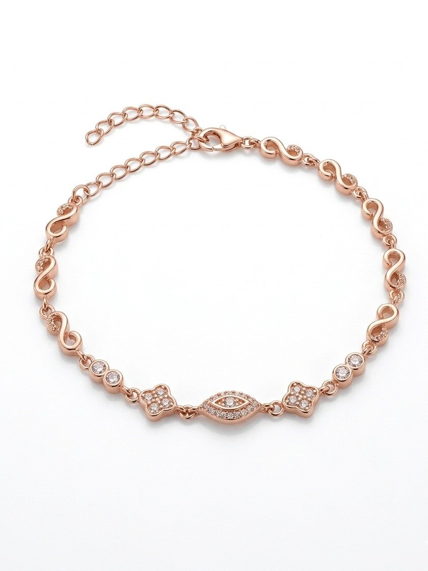 92.5 STERLING SILVER SHEYA COLLECTION ROSE GOLD BRACELET FOR GIRLS