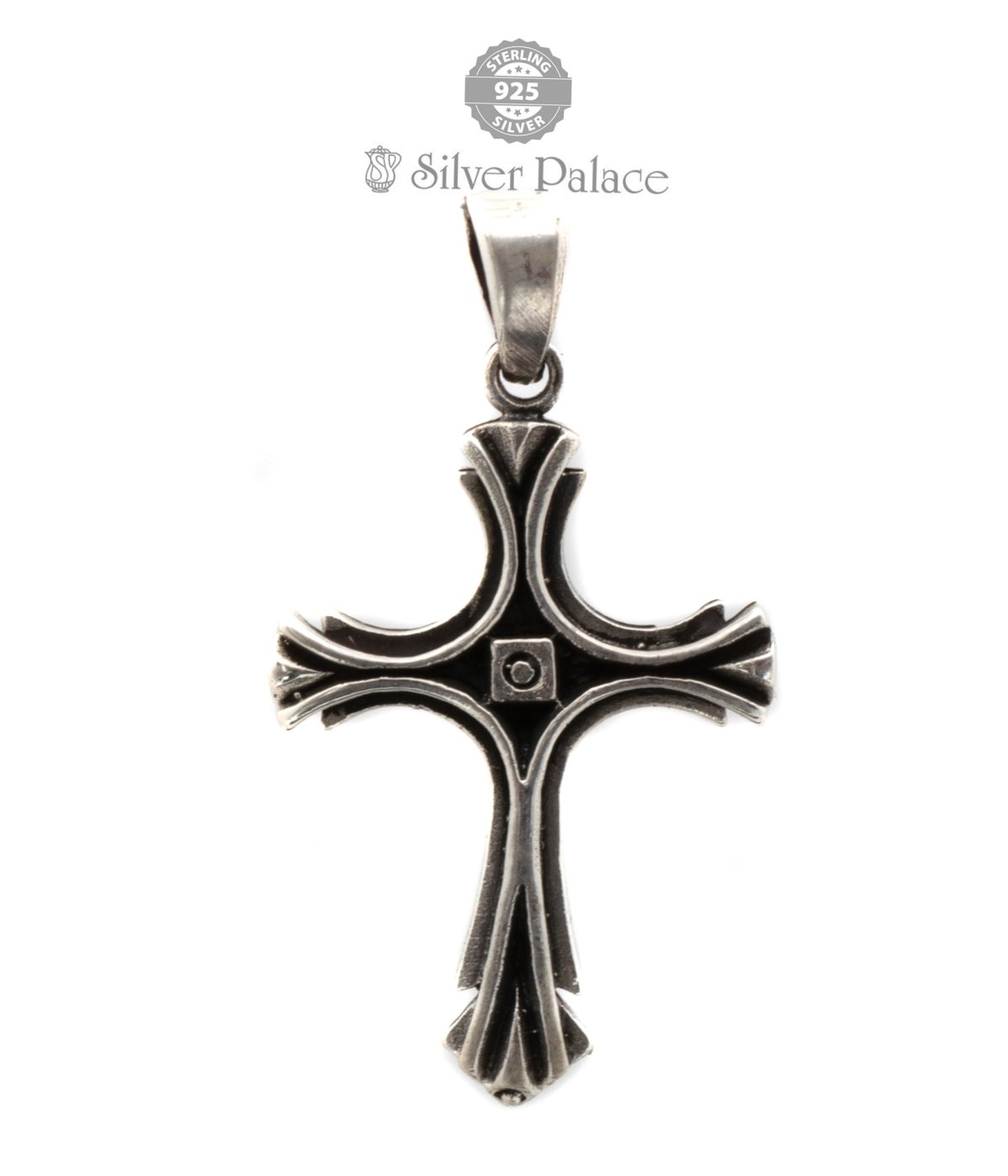 92.5 Oxidized Sterling Silver Antiqued Cross Pendant