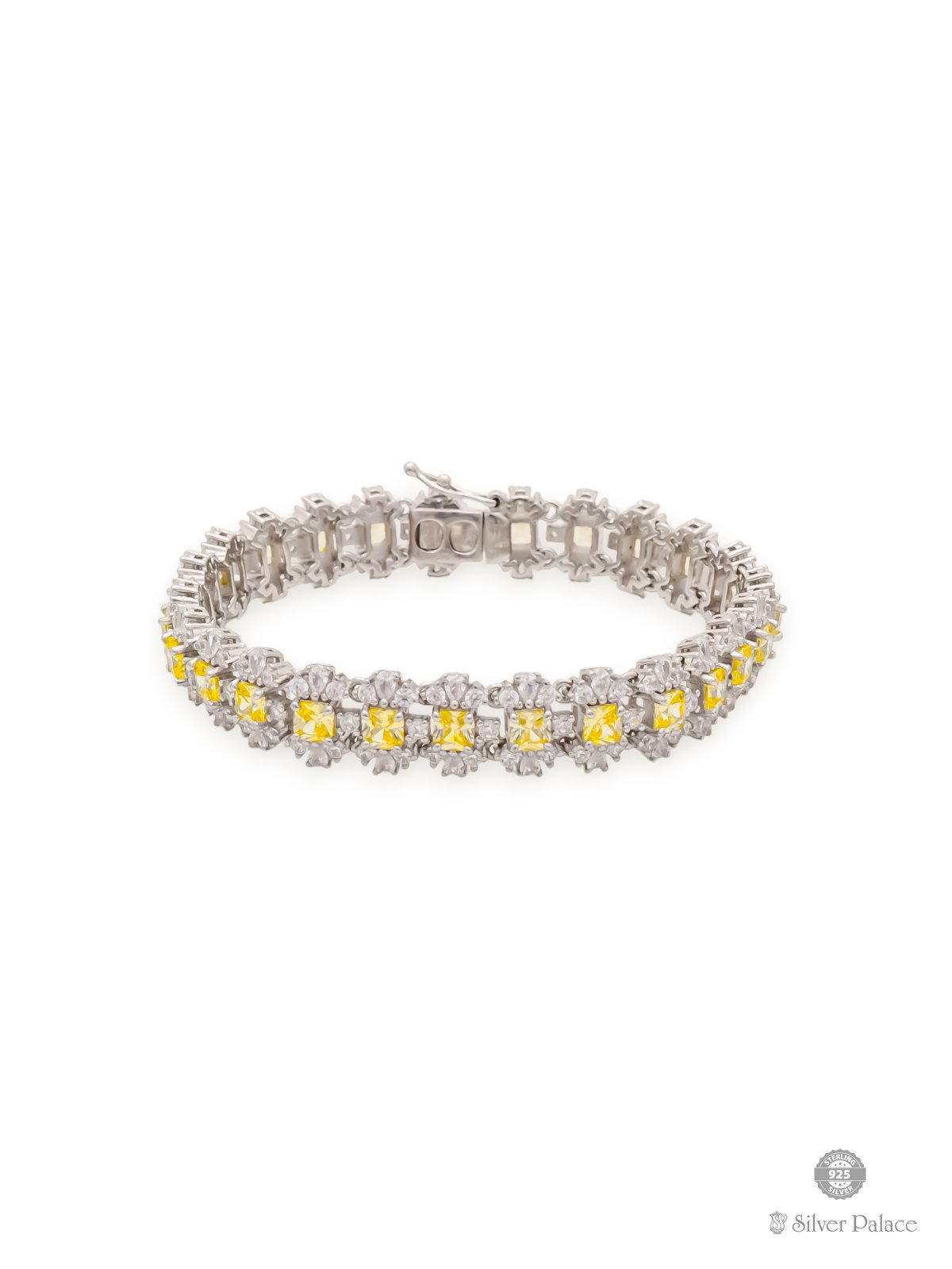 925 STERLING SILVER YELLOW & WHITE STONE STYLISH BRACELET FOR YOUR GIRL PUYA COLLECTION 