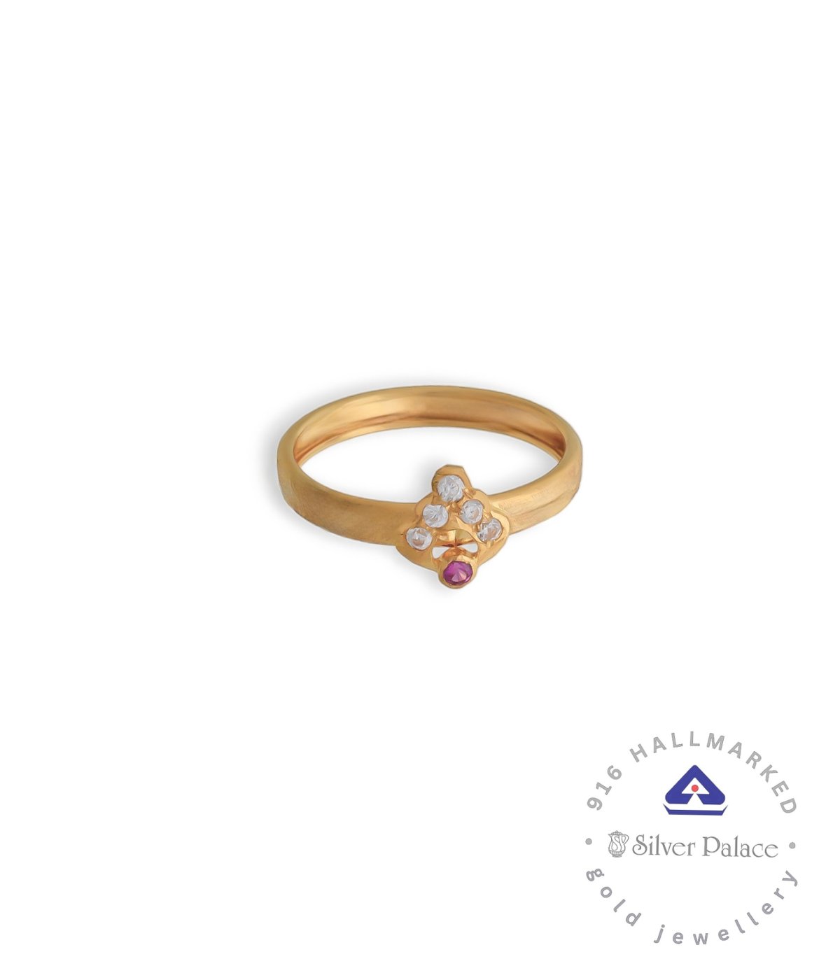 Kanche Collections Pink , CZ Stone Studded 916 Gold Ring For New Bory Baby's