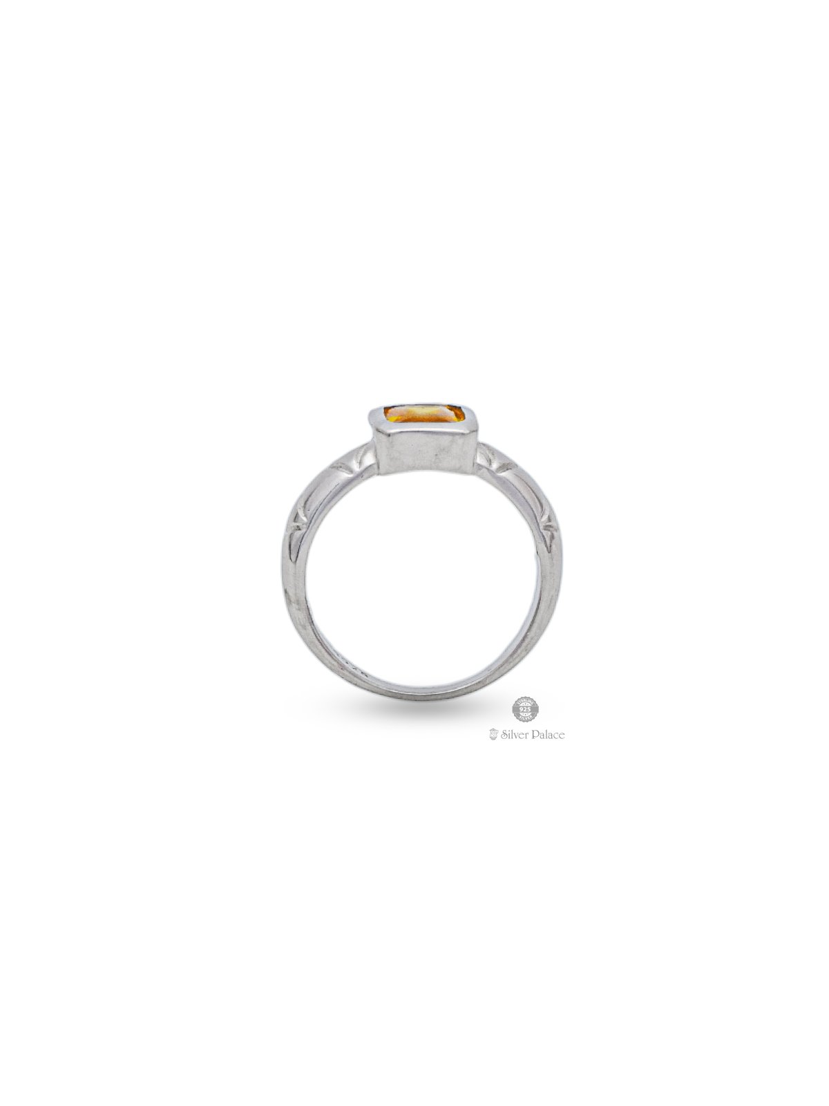 925 Sterling Silver Square Type Yellow Stone Rashi Ring For Unisex ...