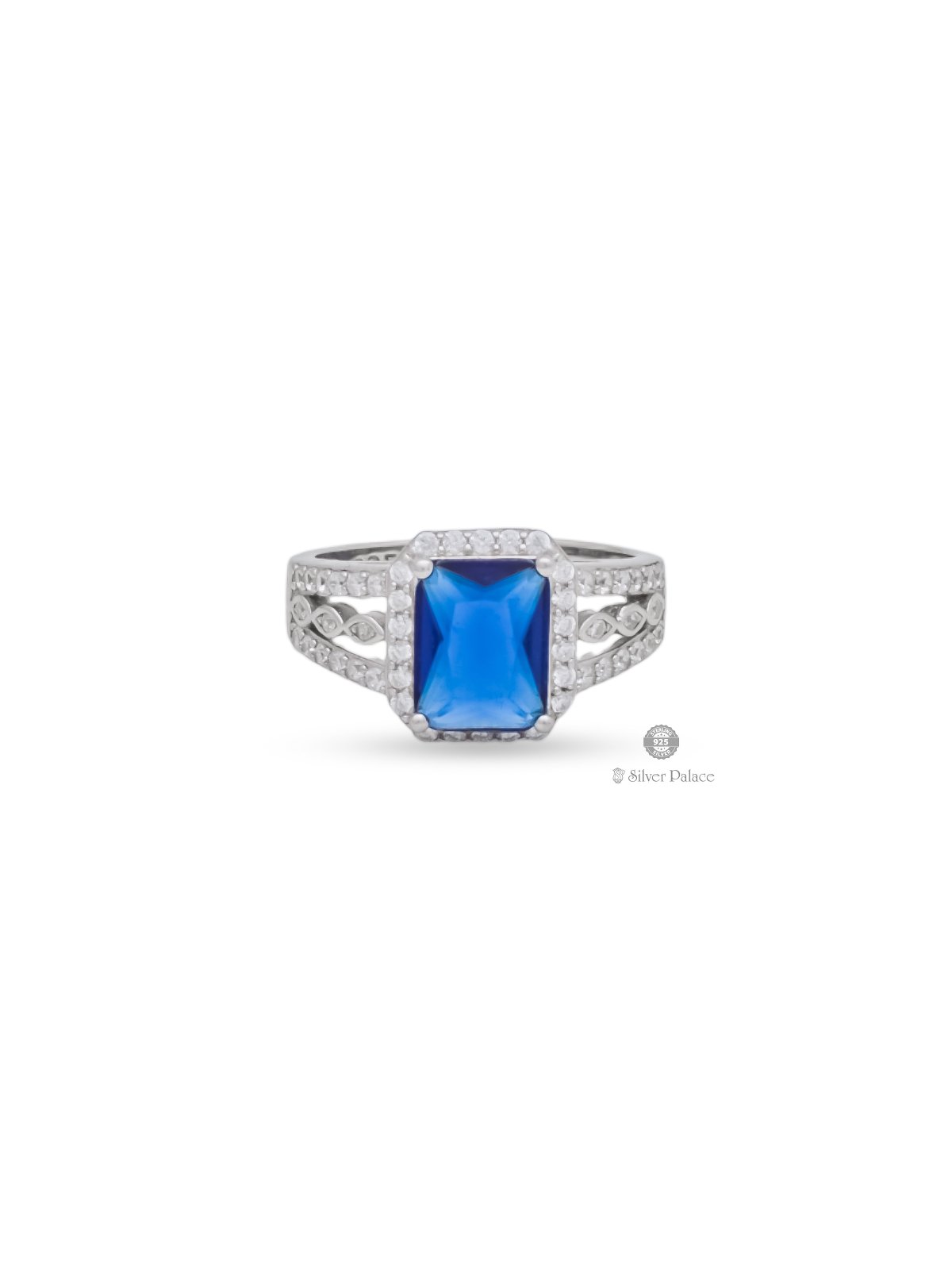 925 STERLING SILVER BLUE STONE WITH WHITE STONE RING FOR GIRLS PUYA COLLECTION 