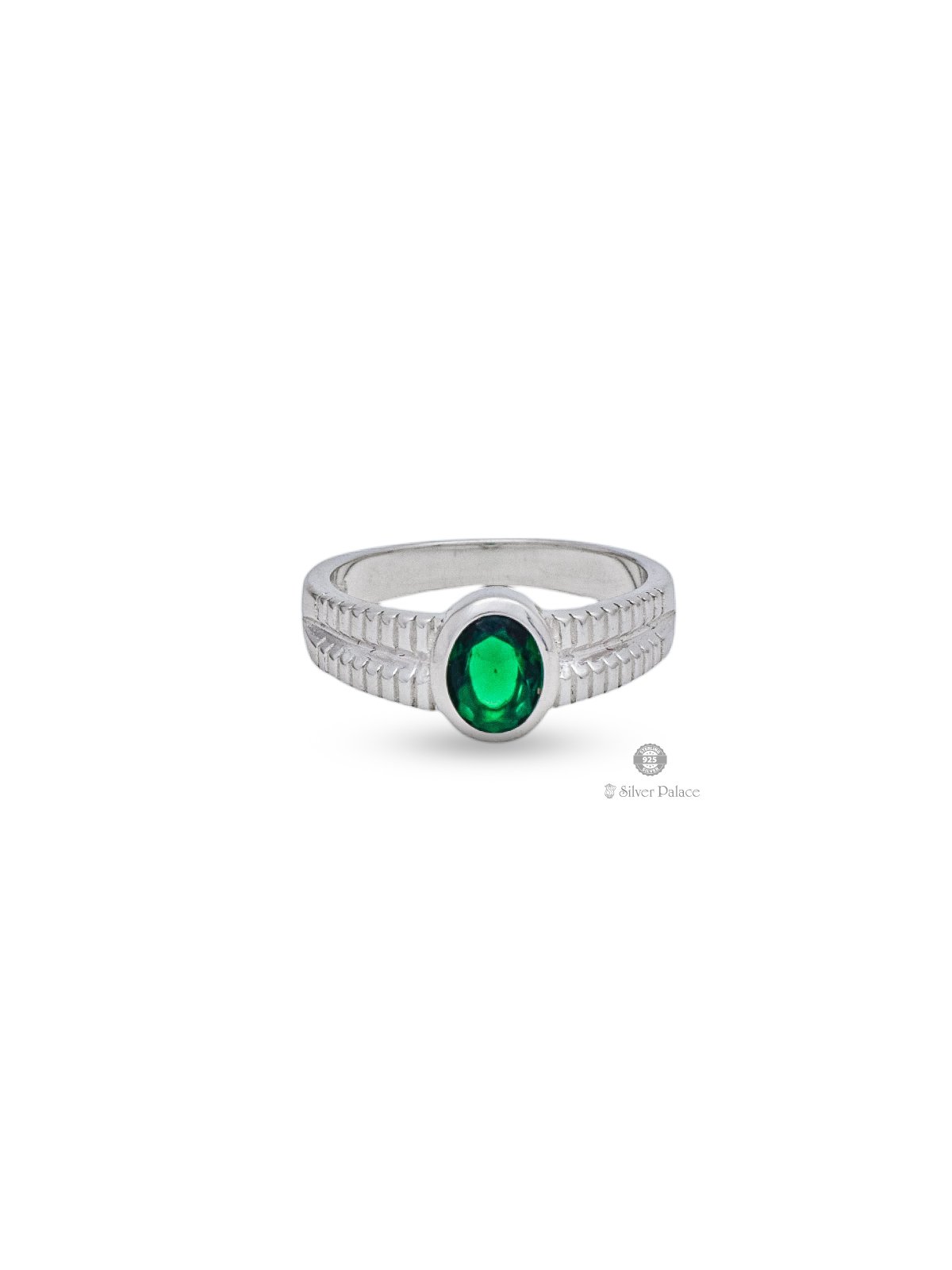 925 STERLING SILVER OVAL SHAPE GREEN STONE RASHI RING FOR UNISEX 