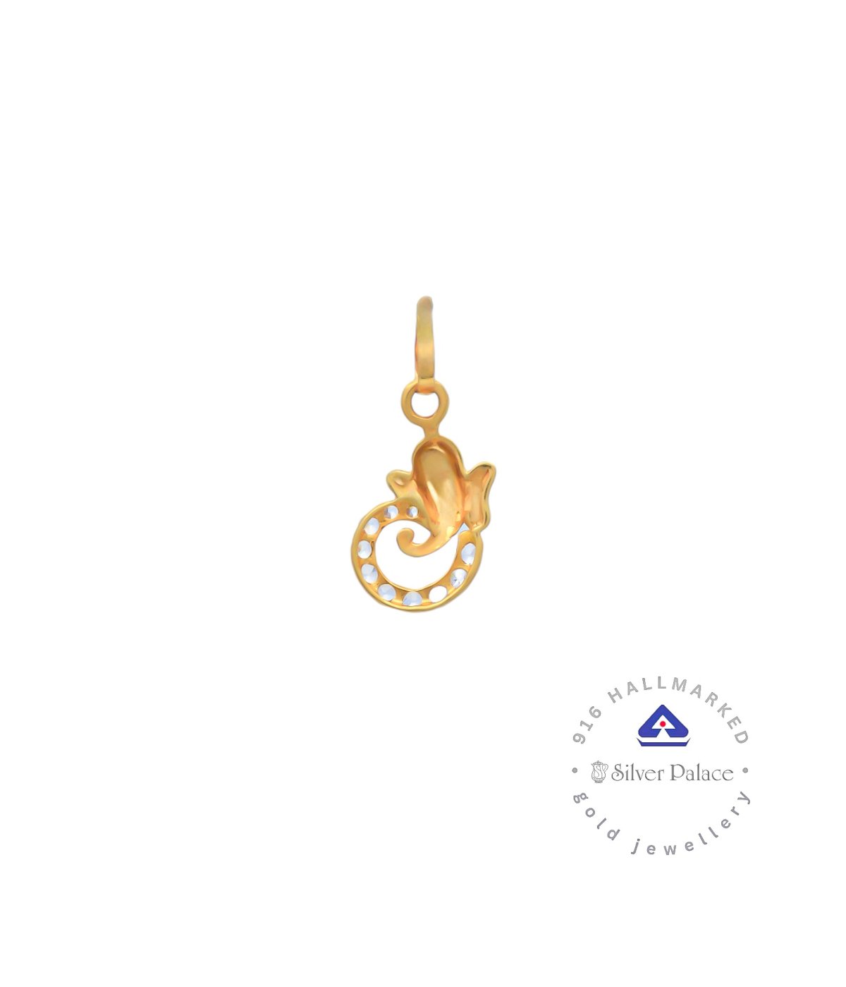 Kanche Collections 916 Pure Gold With Prite Design Ganesha Divine Pendant With CZ Stone Studded For Mens & Womens 