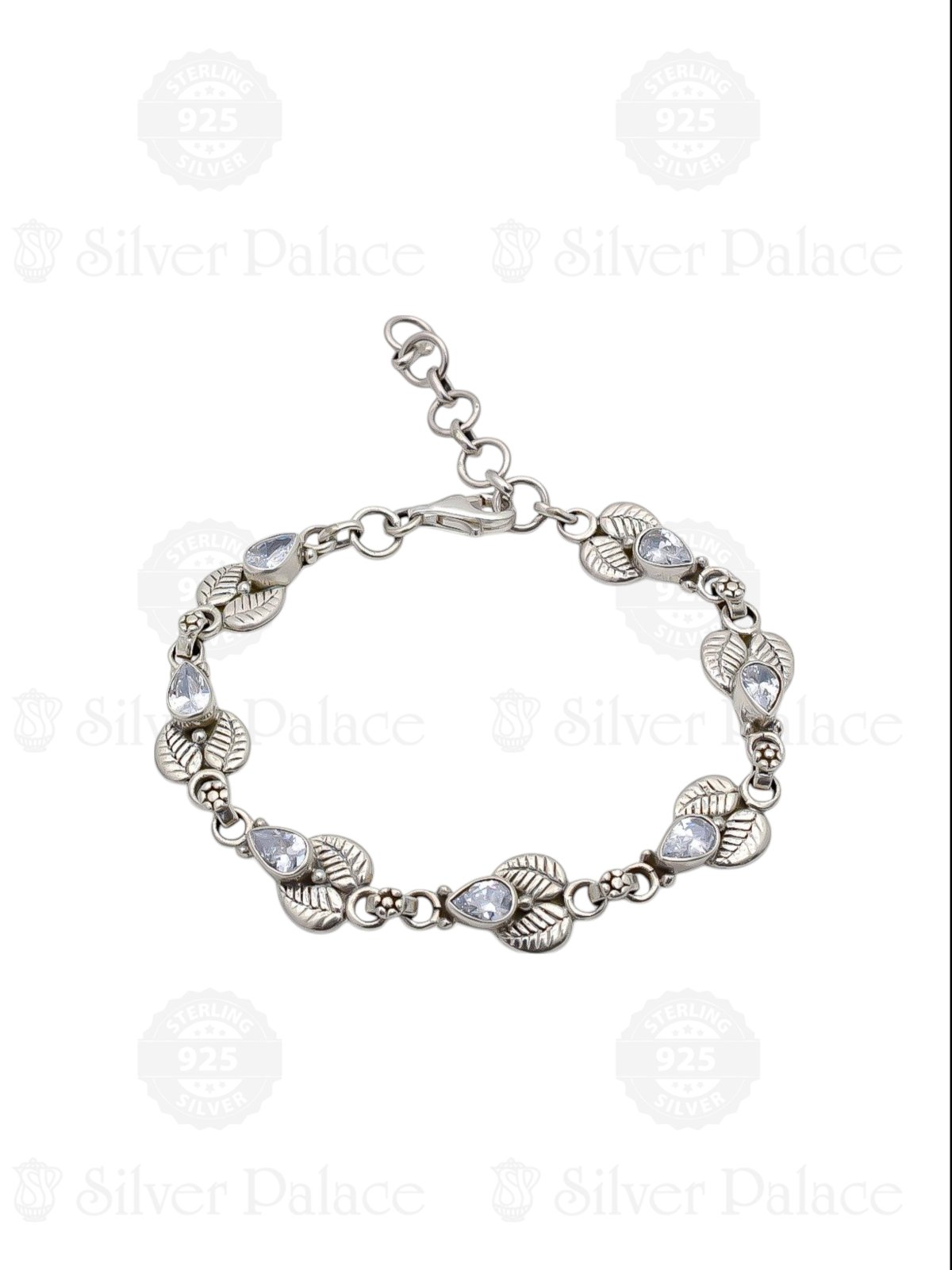 925 OXIDISED SILVER WHITE STONE BRACELET FOR GIRLS PUYA COLLECTION 