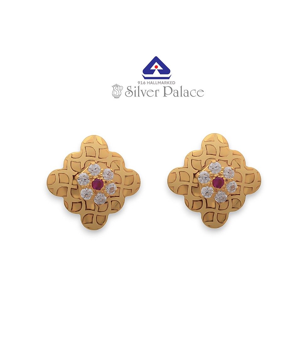 Kanche Collections  916 Gold Earrings For Women With Cz & Color Stones