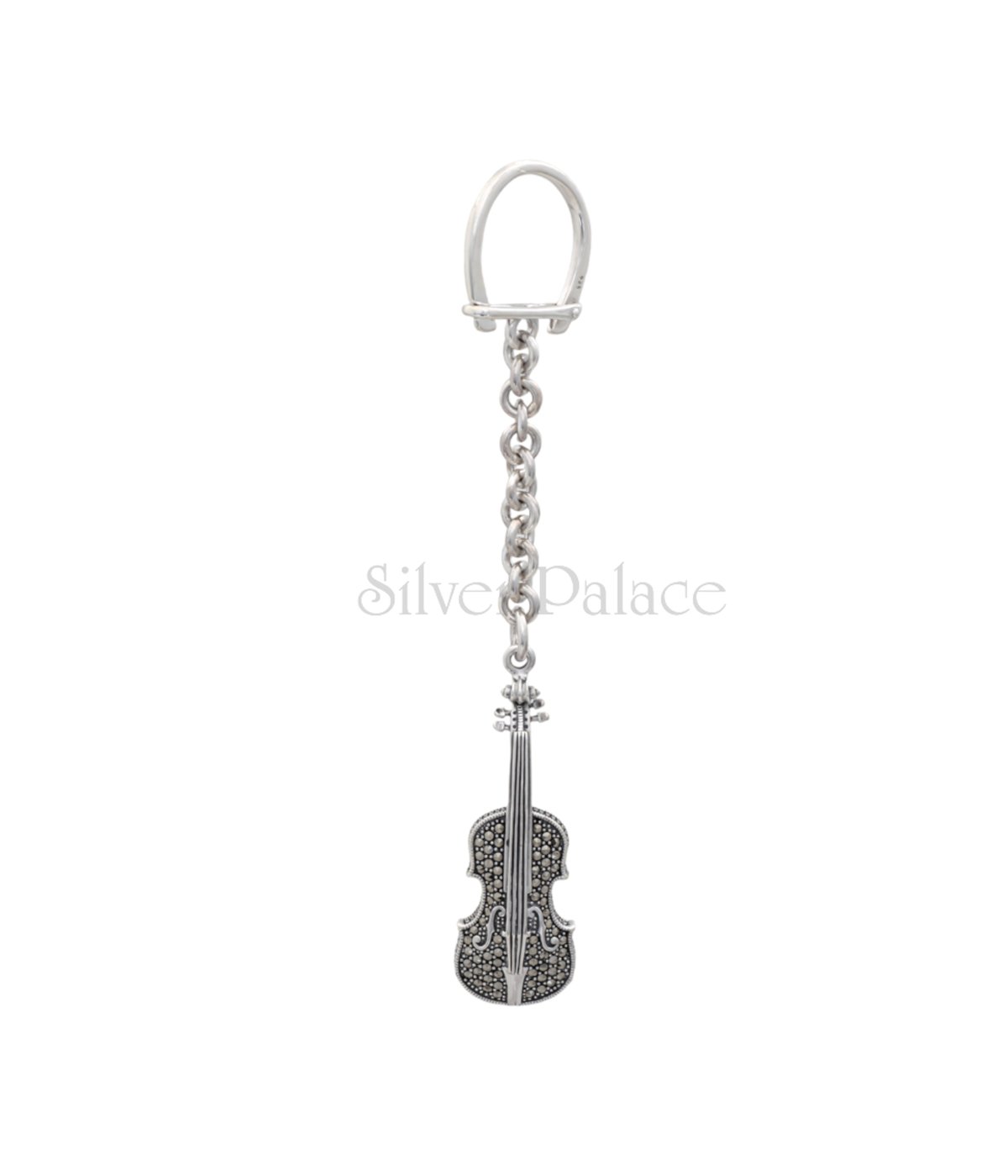 92.5 PURE SILVER VIOLIN KEYCHAIN FOR MUSIC LOVER