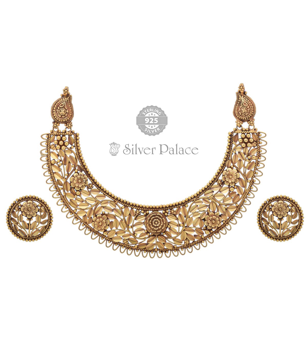 Gold Plated Design With Floral Patterns Necklace For Women 