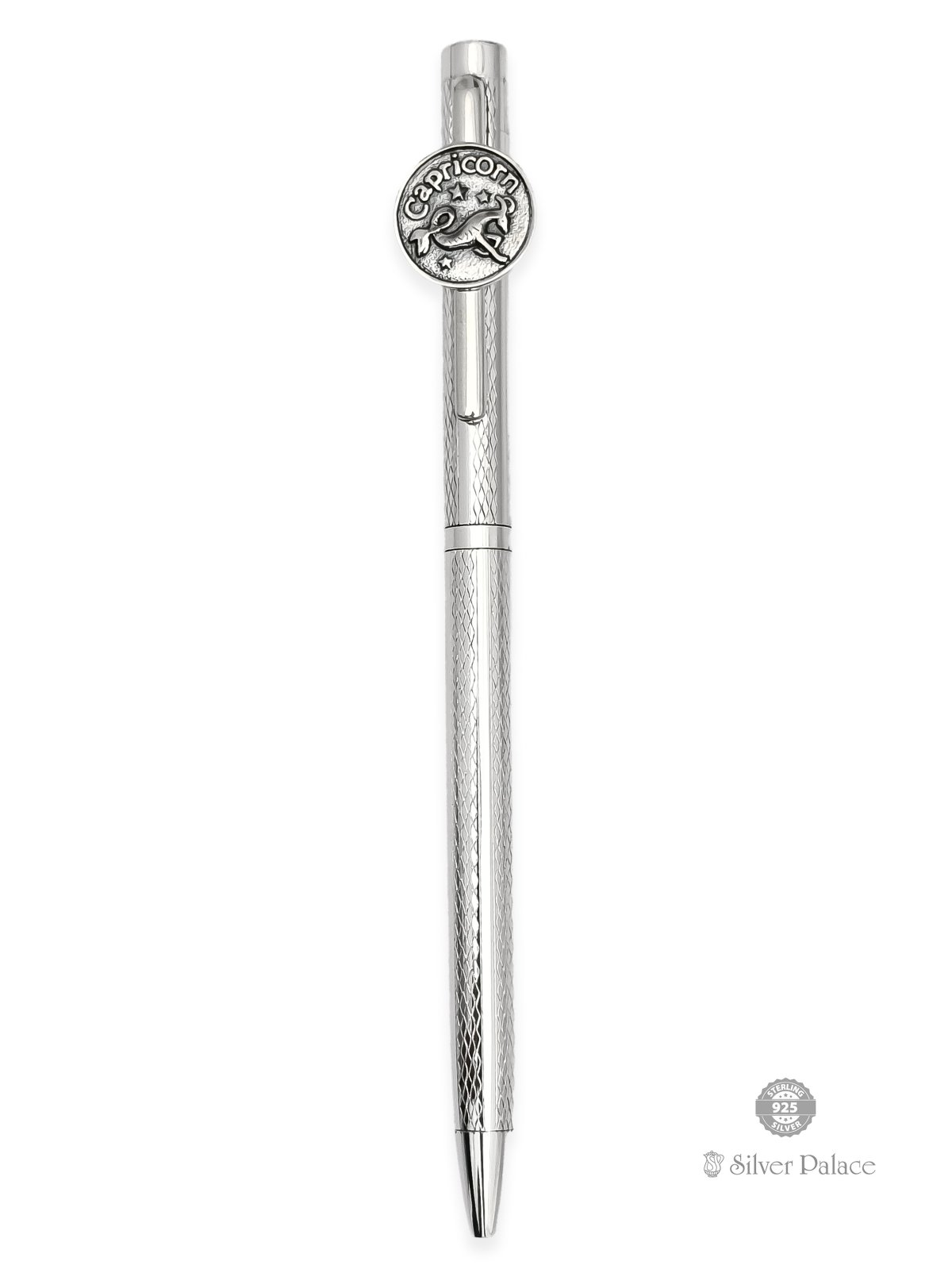 999 PURE SILVER CAPRICORN ZODIAC SYMBOL BALLPOINT PEN 