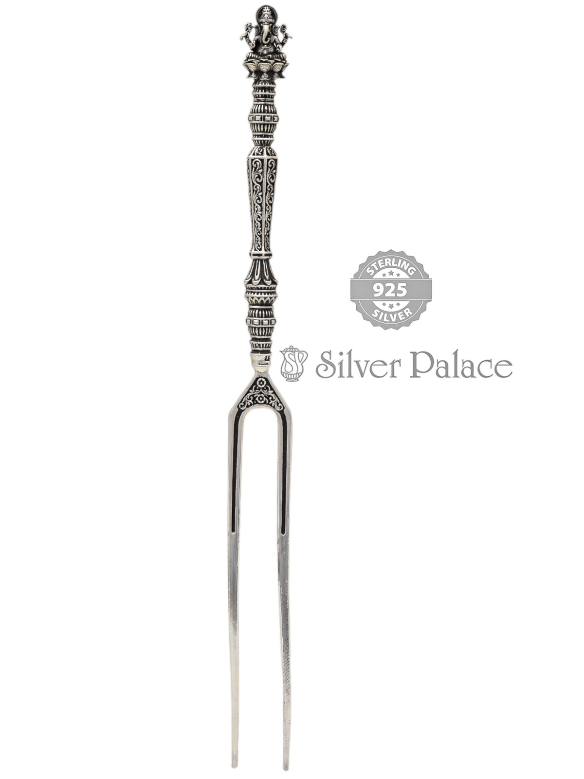 925 OXIDISED SILVER GANESH MOTIF HAIR STICK FOR WOMEN