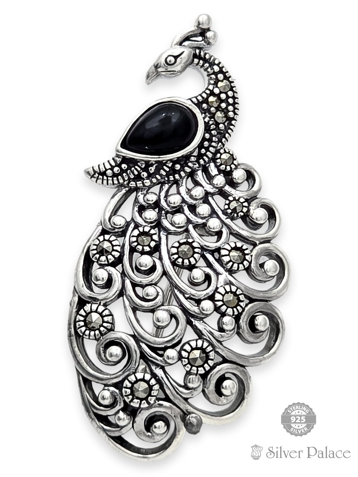 925 STERLING SILVER PEACOCK DESIGN BROOCH FOR LADIES