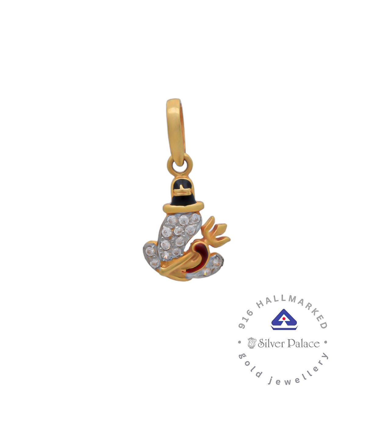 Kanche Collections 916 Pure Gold Lingam With Ganesha  Divine Pendant With CZ Stone Studded & Enamel Finish For Mens & Womens 