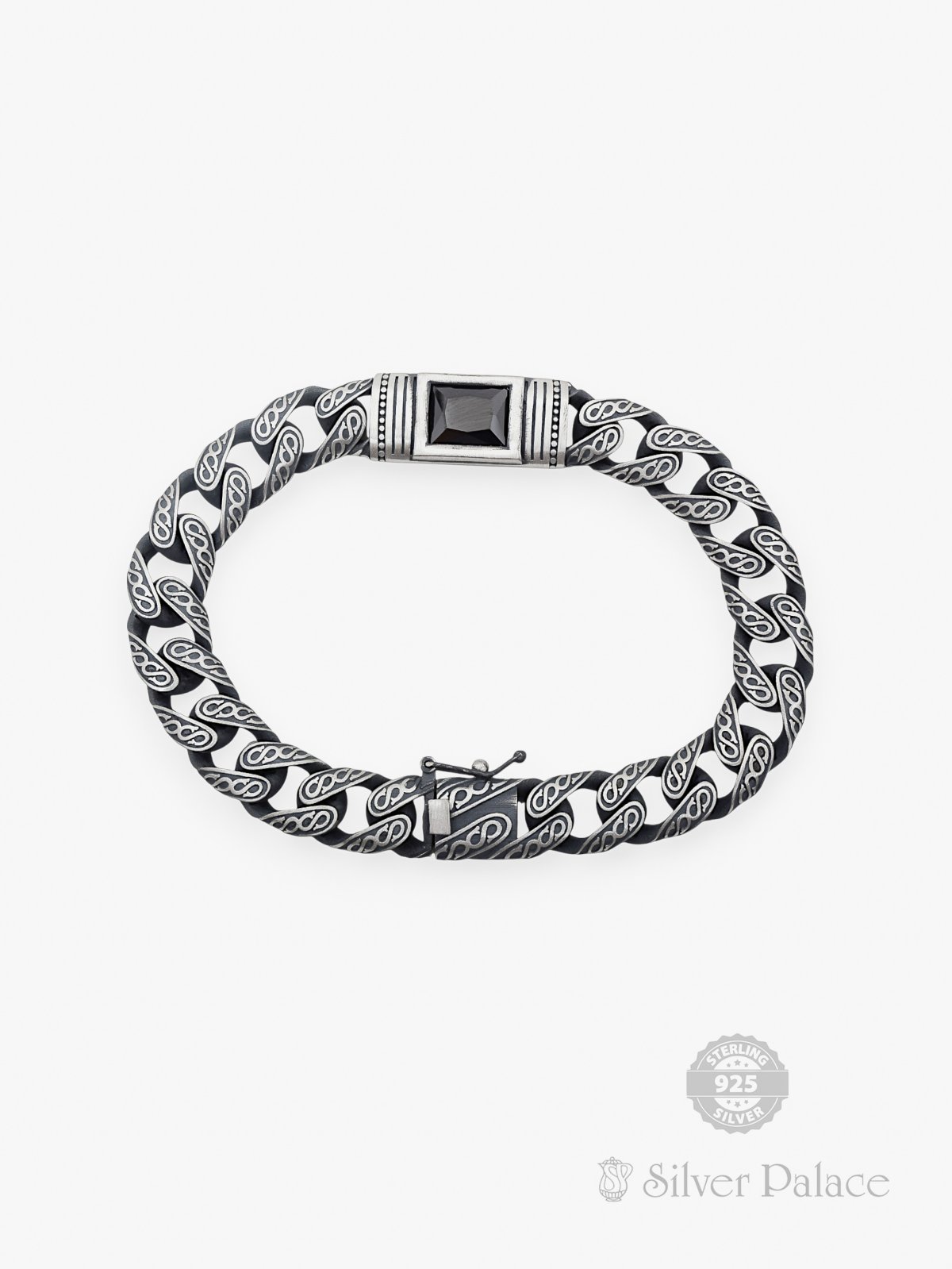 925 OXIDISED SILVER BLACK STONE TURKEY BRACELET FOR GIFT MAAN COLLECTION 
