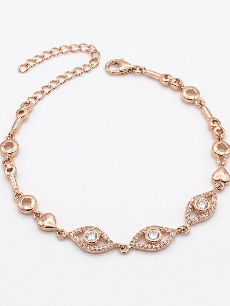 92.5 SILVER ROSE GOLD  BRACELET WITH STONES FOR GIRLS  SHEYA COLLECTION