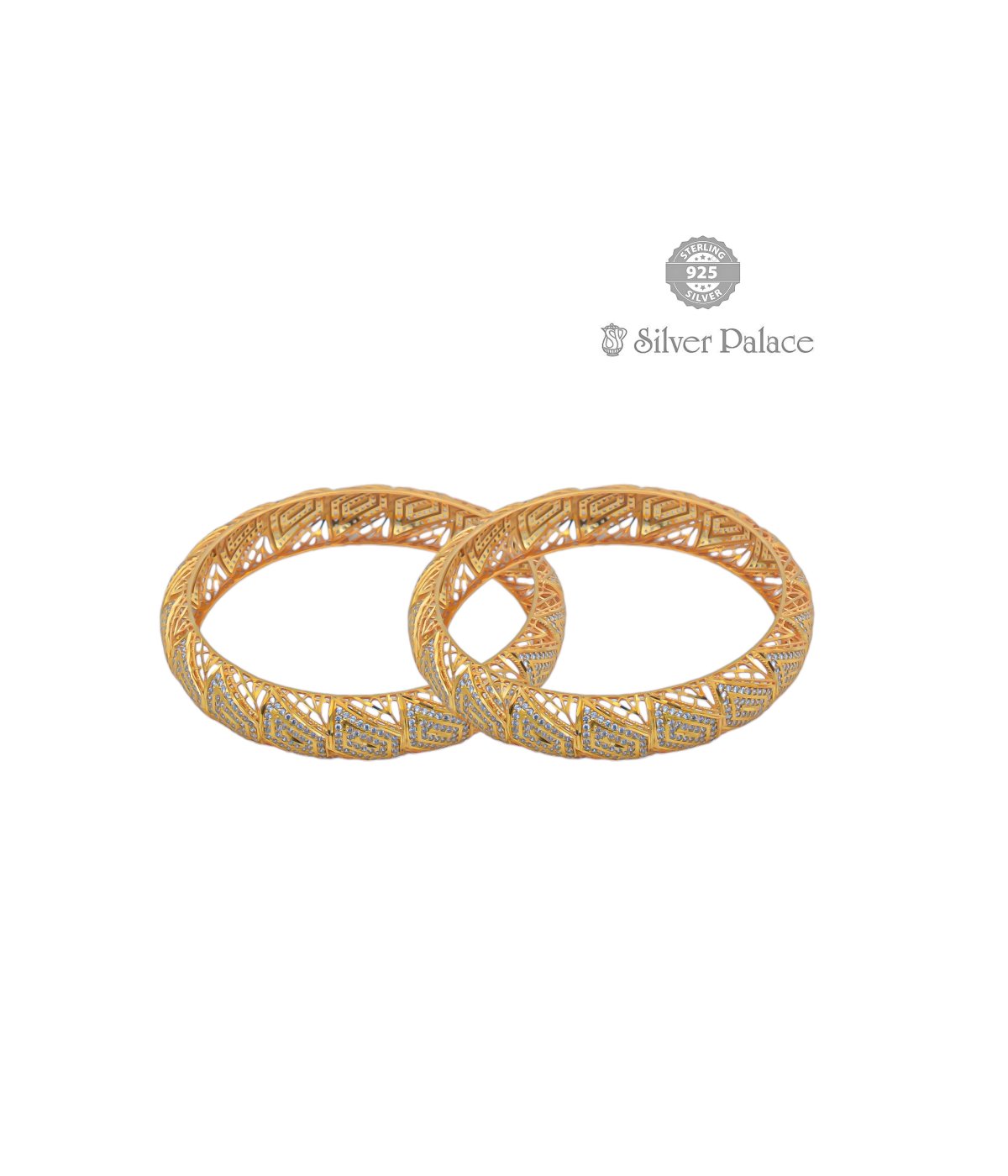 925 STERLING SILVER ANITE COLLECTION GOLD POLISHED CZ STONE BANGLES FOR YOUR SISTER