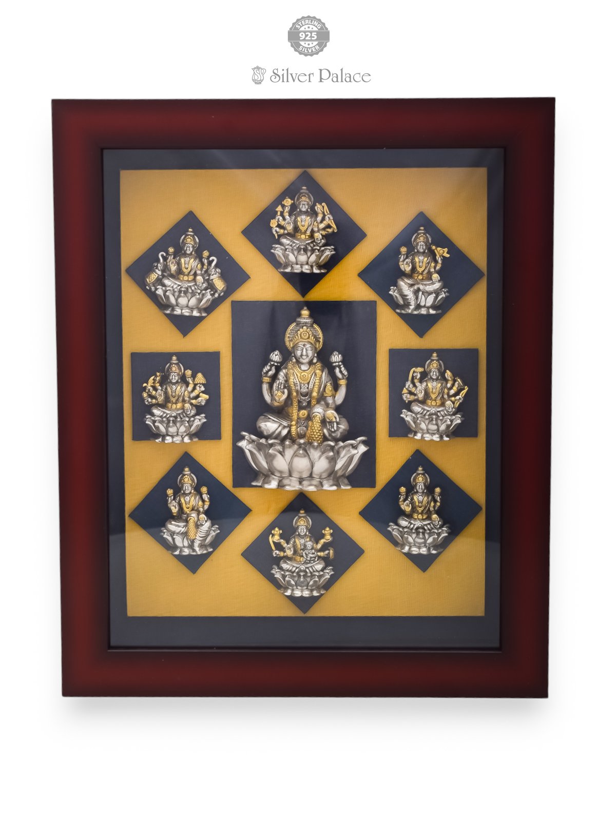 925 SILVER GOLD POLISH ASTALAKSHMI PHOTO FRAME FOR POOJA 