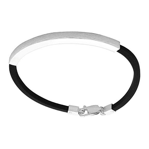 BLACK SILICON BAND WITH NAME TAG IN SILVER