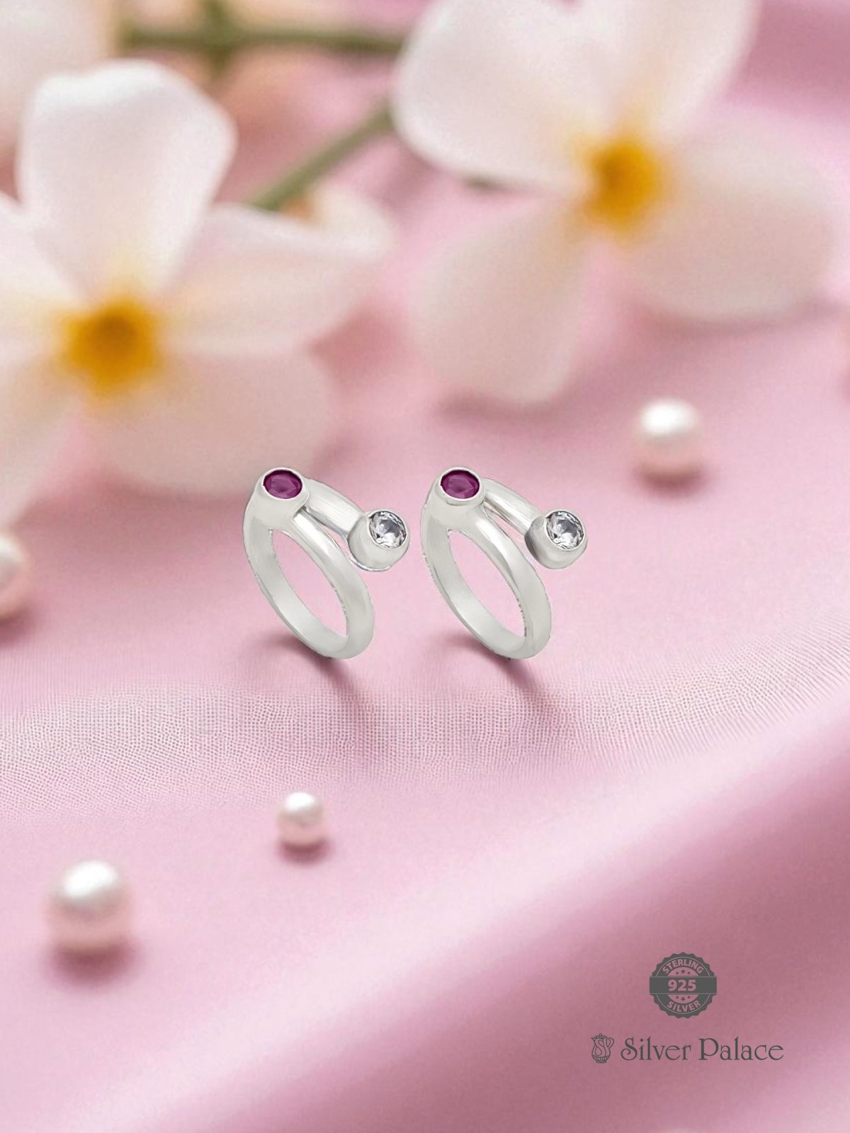 925 STERLING SILVER 2 STONE TOE RING FOR WOMEN NEETH COLLECTION