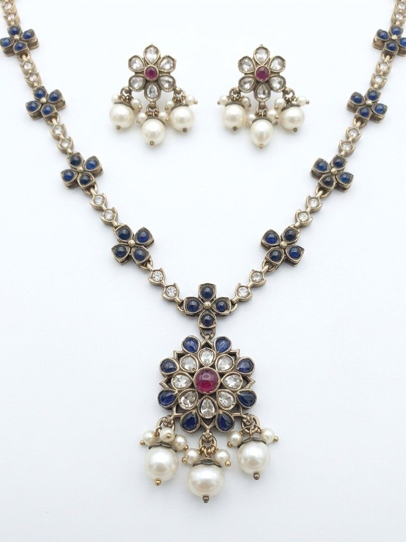 SILVER WEDDING PUYA COLLECTION NECKLACE FOR GIRLS 