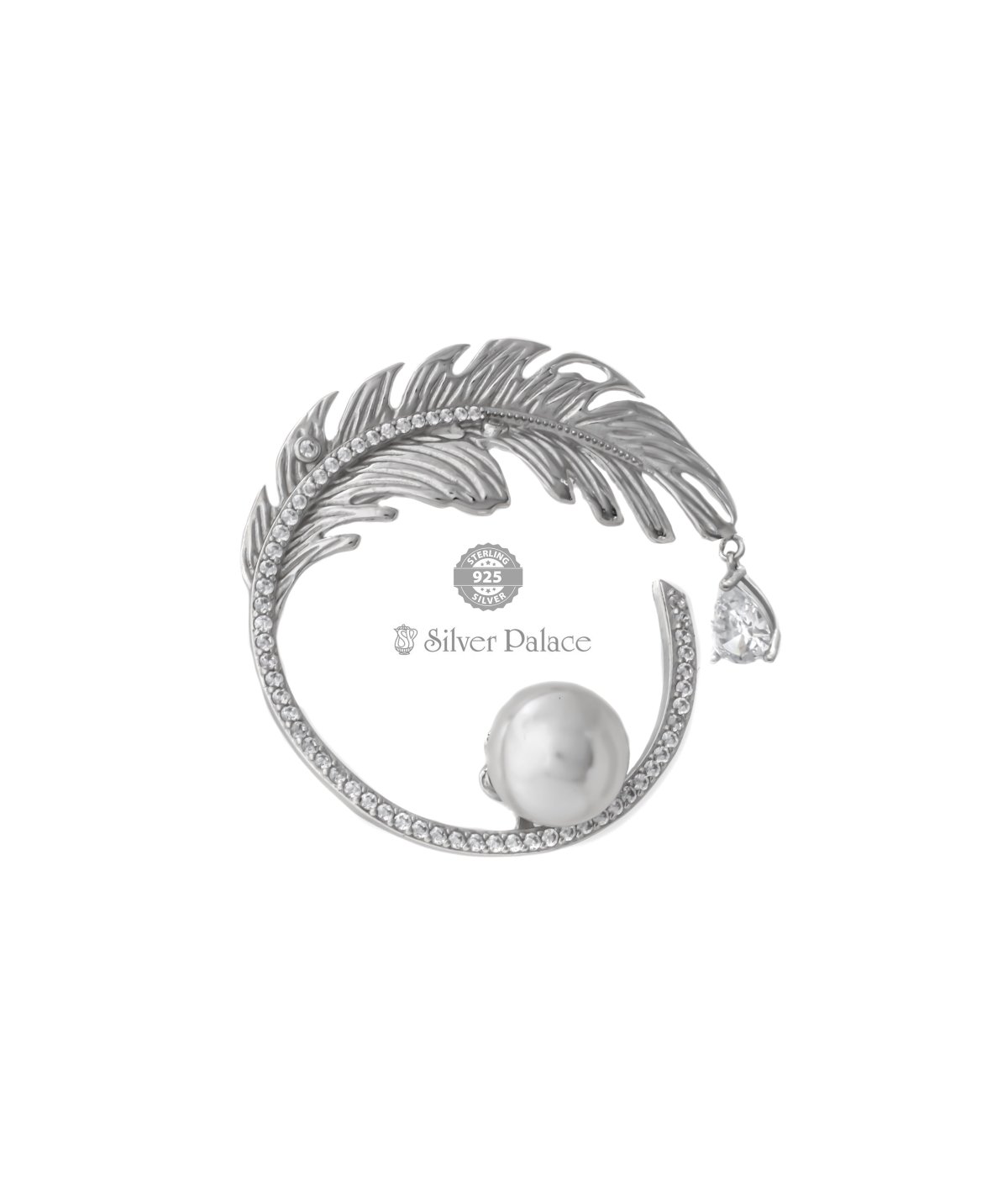925 STERLING SILVER Stone-Studded Brooch FOR MEN