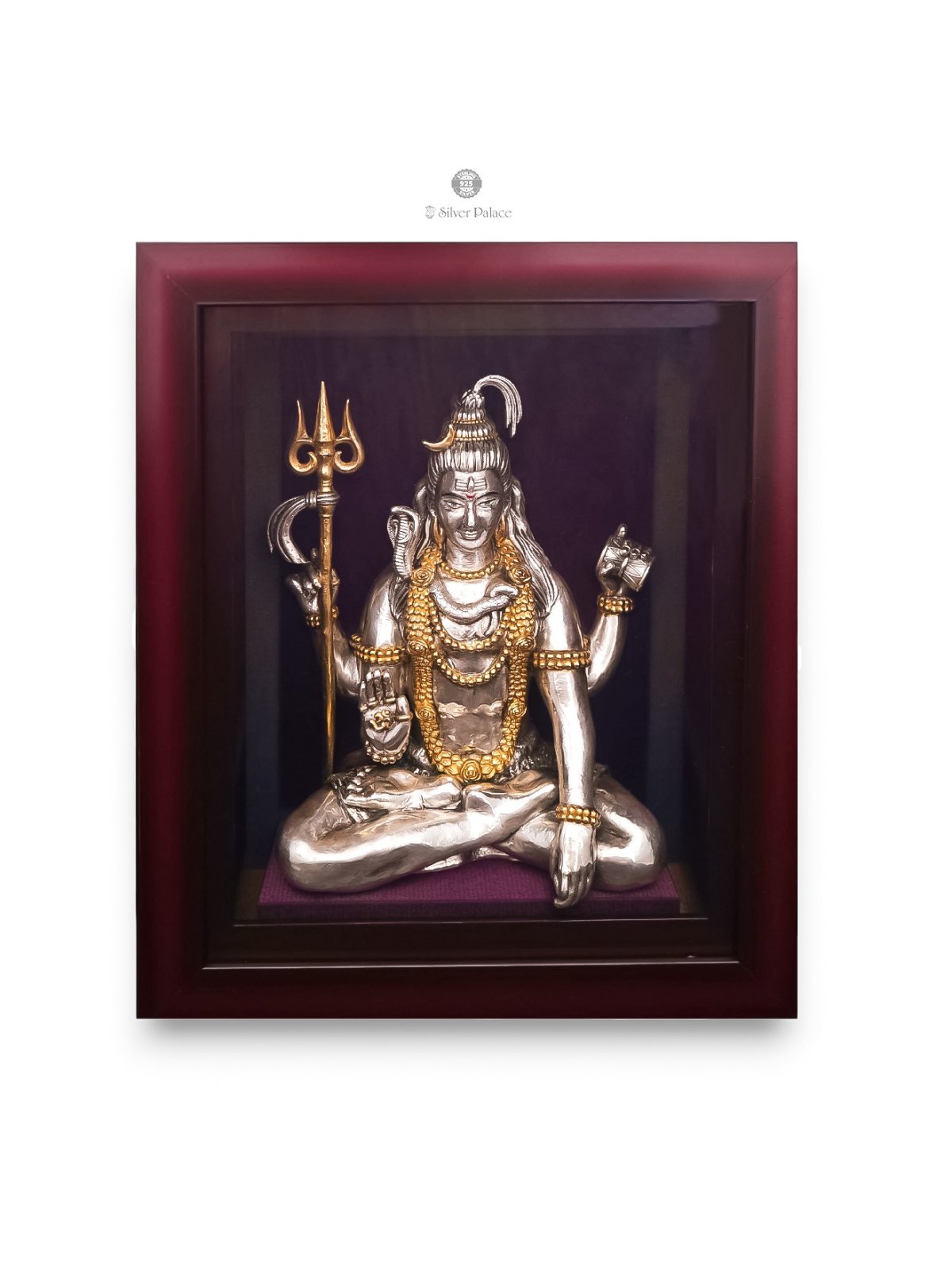 925 STERLING SILVER GOLD PLATED SHIVA IDOL PHOTO FRAME  LAKSH COLLECTION