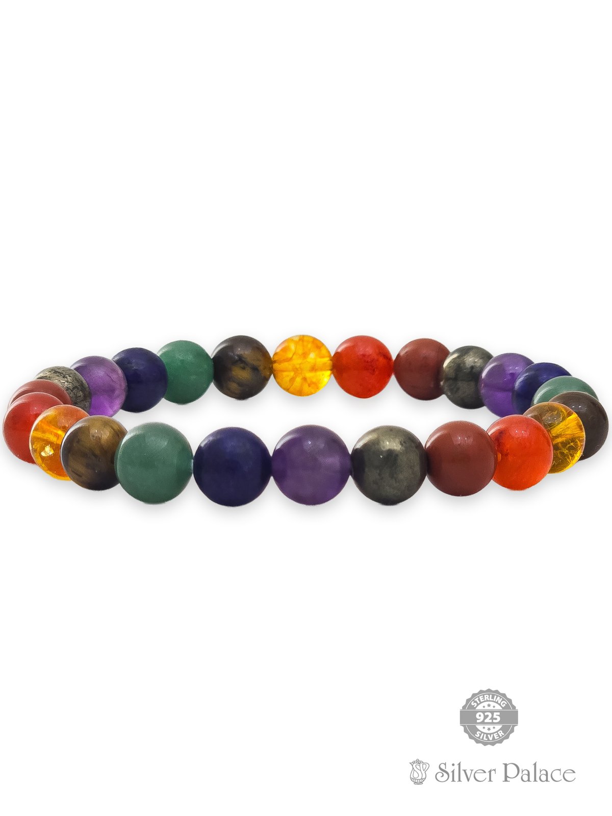 92.5 Silver Unique Design Premium-Grade Quality 7 CHAKRA BEADS Bracelet for Men