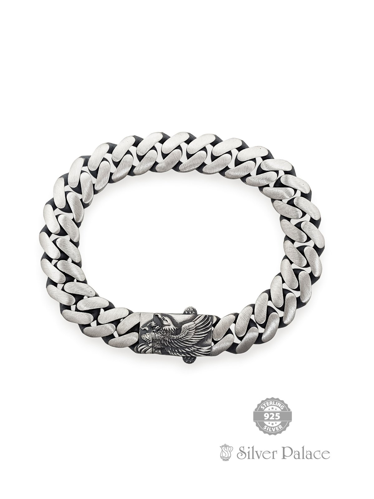 925 OXIDISED SILVER EAGLE DESIGN TURKEY BRACELET FOR GENTS MAAN COLLECTION 
